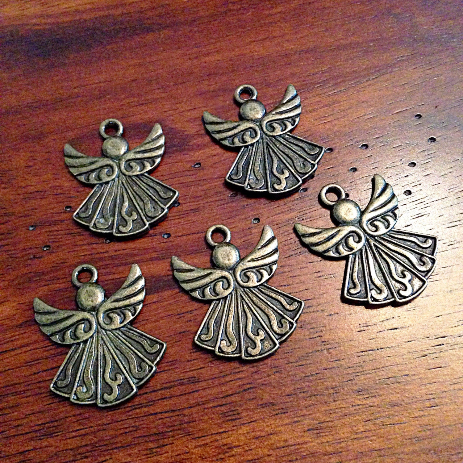 6 Large Angel Charms, Antique Bronze Charms, Bronze Angel Pendants, Double Sided Charms, Angel Charms, Findings, Crafts and Jewelry Supplies