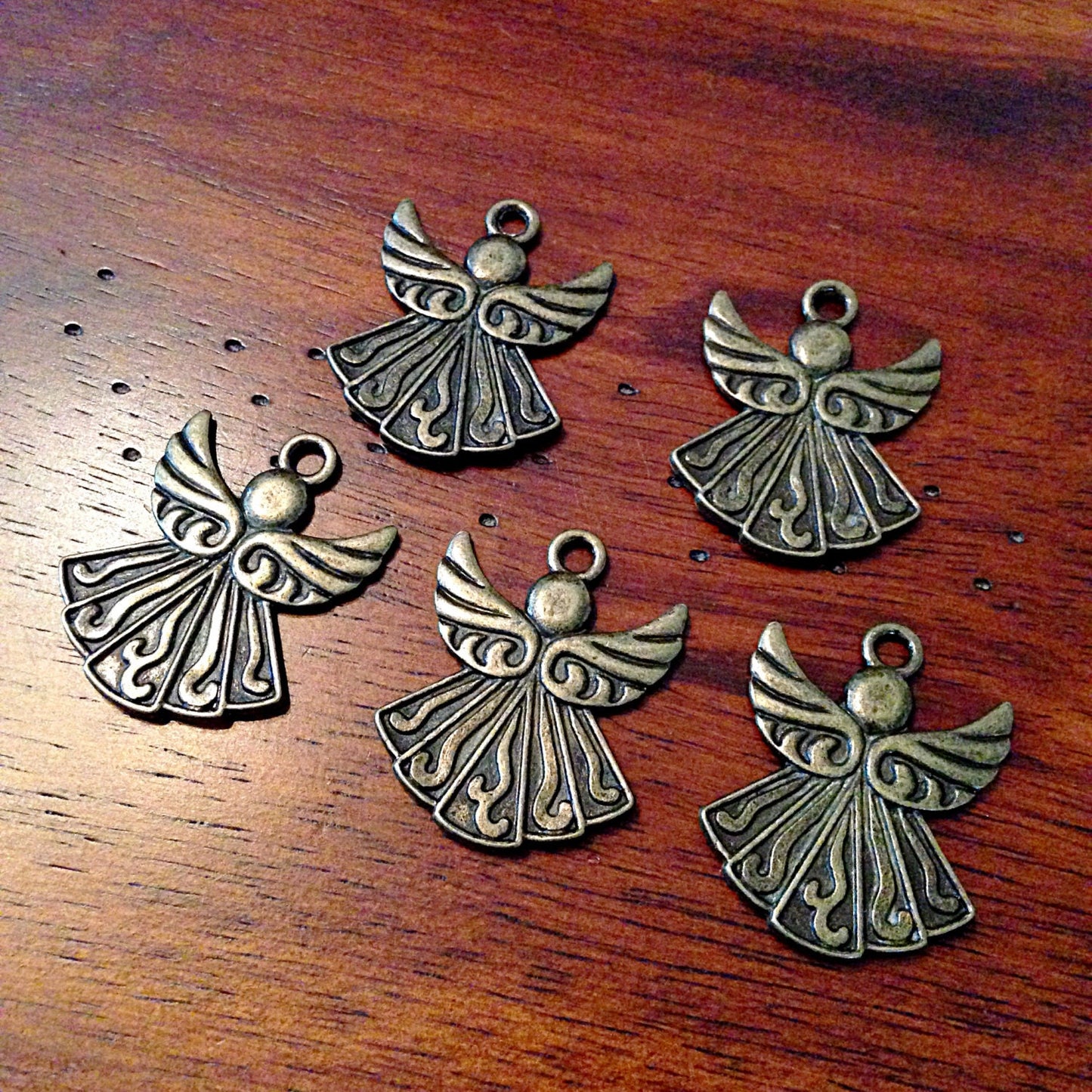 6 Large Angel Charms, Antique Bronze Charms, Bronze Angel Pendants, Double Sided Charms, Angel Charms, Findings, Crafts and Jewelry Supplies