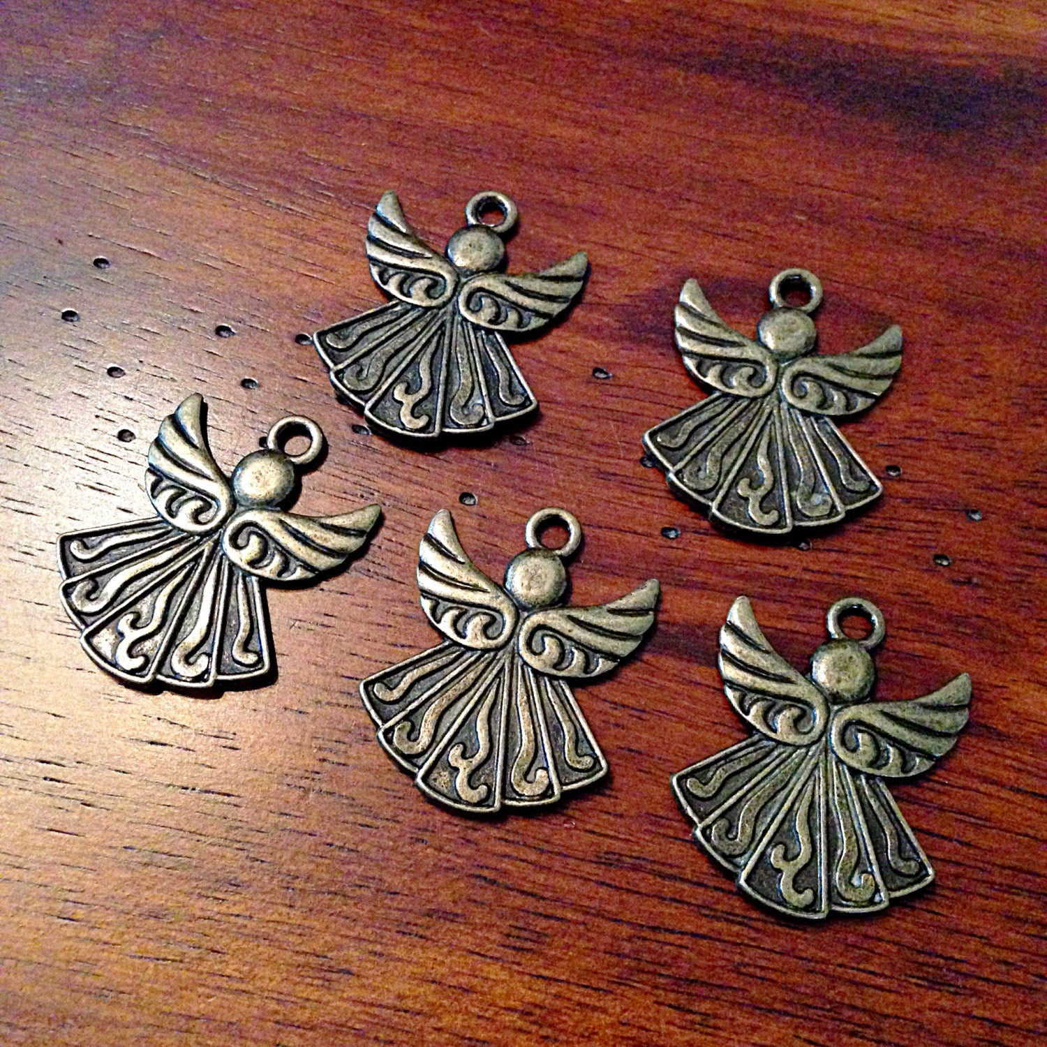 6 Large Angel Charms, Antique Bronze Charms, Bronze Angel Pendants, Double Sided Charms, Angel Charms, Findings, Crafts and Jewelry Supplies