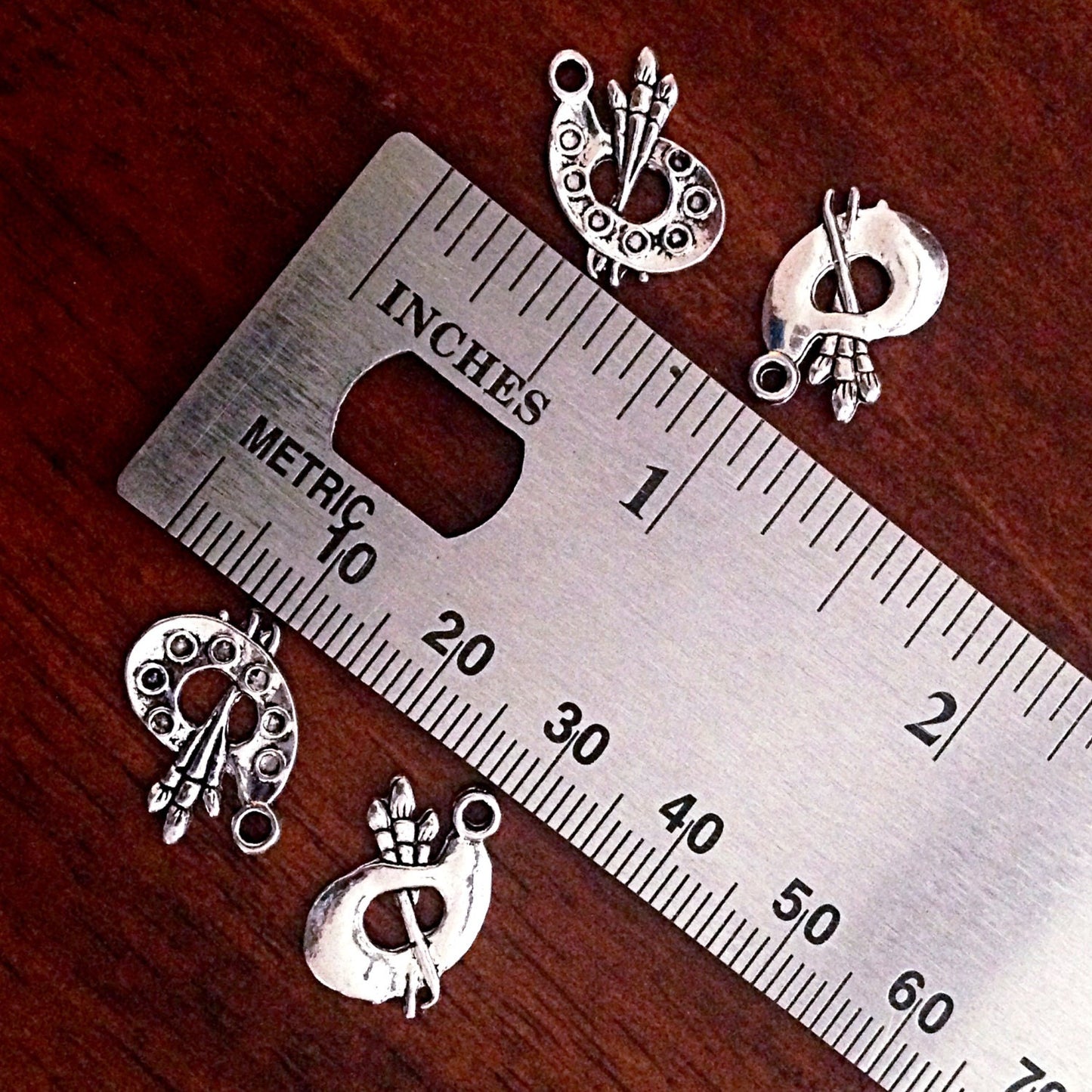 15pcs, Paint Palette Charms, Antique Silver Charms, Paintbrush Charms, Silver Paint Palette Charms, Findings, Crafts and Jewelry Supplies