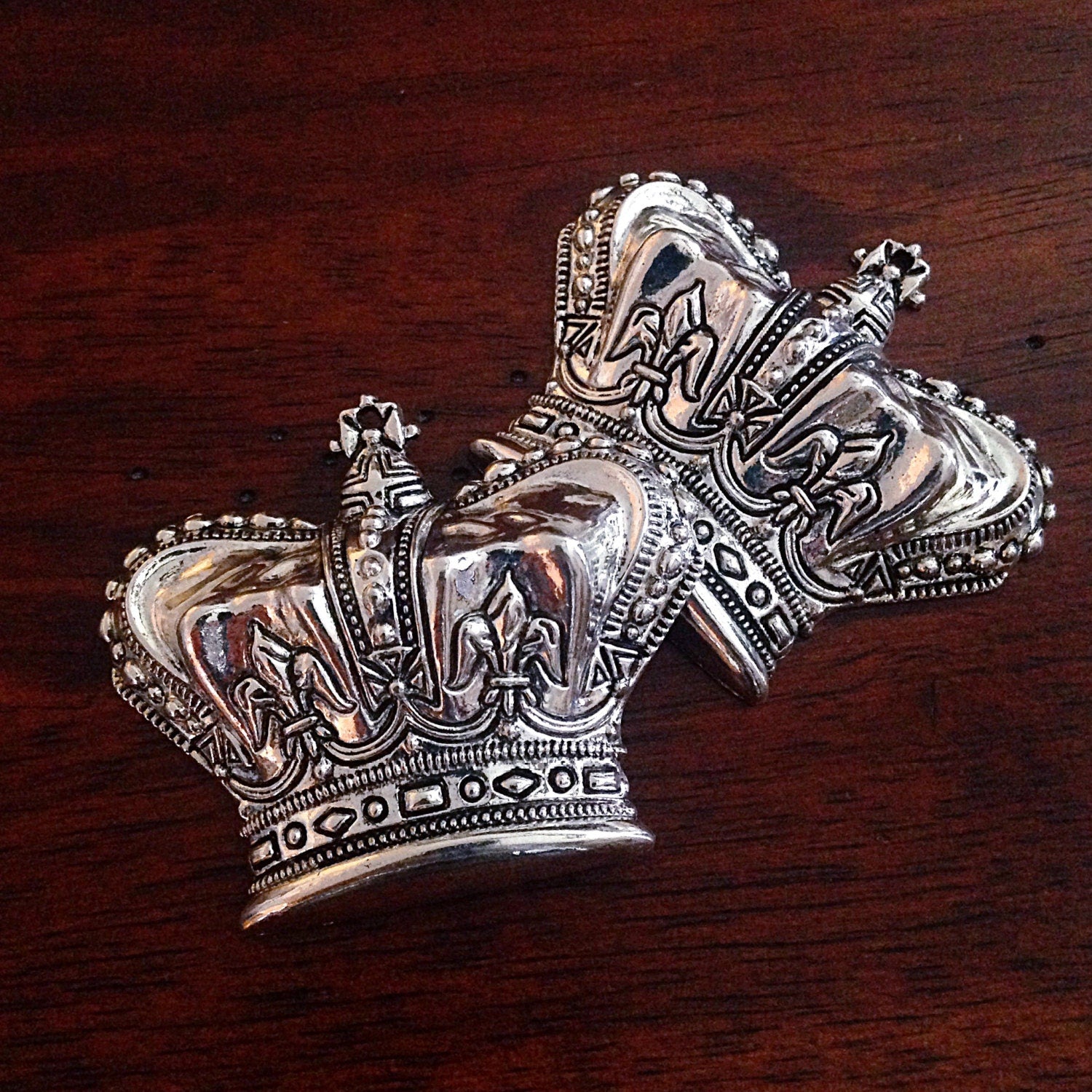 5 Crown Pendants, Large Crown Charms, Princess Crown, Antique Silver Pendants, Silver Crown Charms, Silver Crown Pendants, Findings