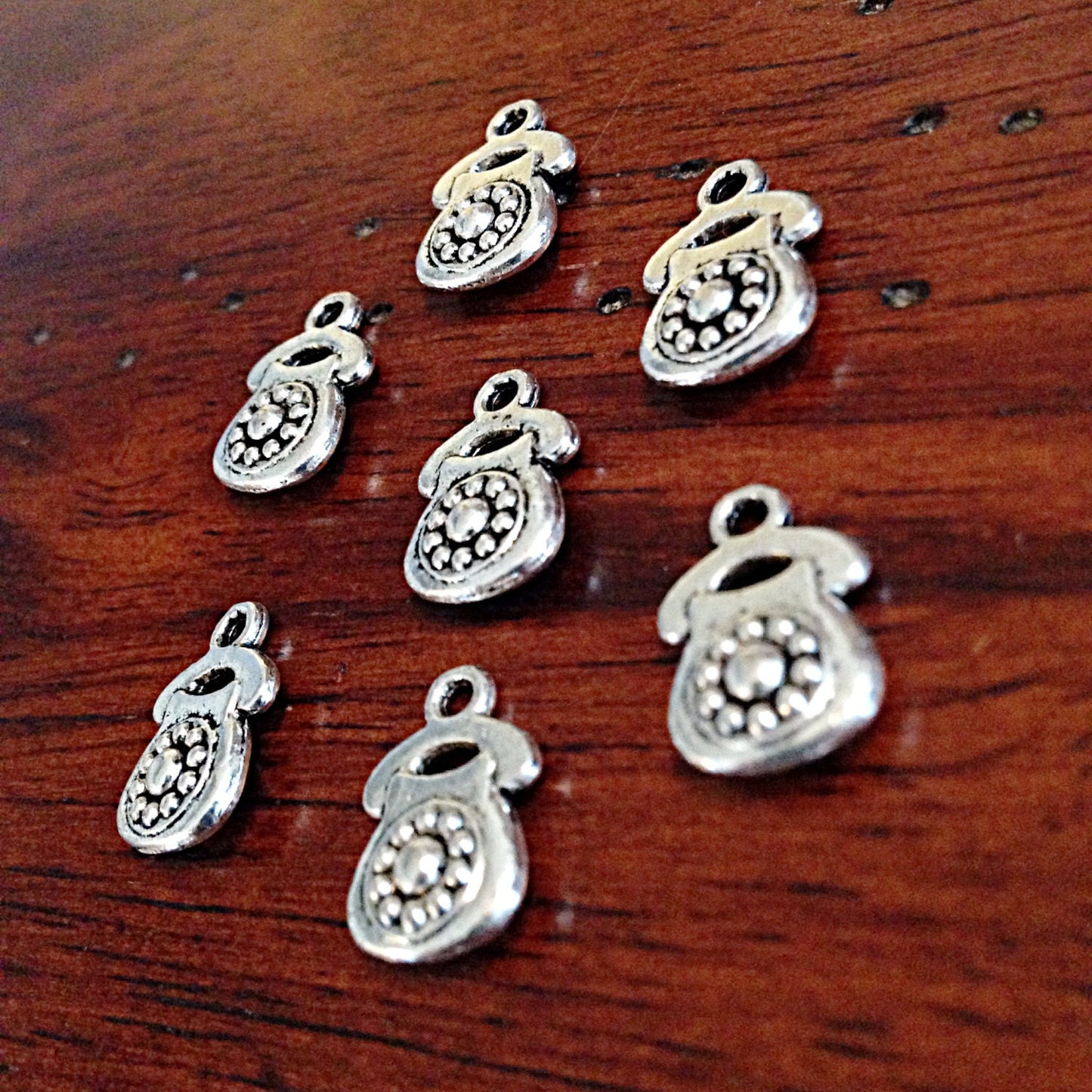 Bulk 20 Telephone Charms, Antique Silver Charms, Phone Charms, Telephone Charms, 2 Sided Charms, Findings, Crafts and Jewelry Supplies