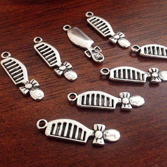 25pcs, Hair Comb Charms, Antique Silver Charms, Brush Charms, Silver Comb Charms, Hair Brush Charms, Findings, Crafts and Jewelry Supplies