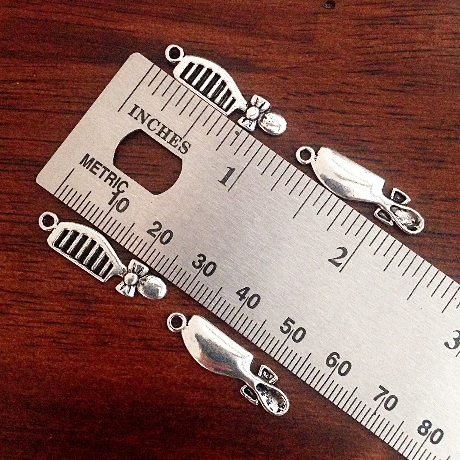 25pcs, Hair Comb Charms, Antique Silver Charms, Brush Charms, Silver Comb Charms, Hair Brush Charms, Findings, Crafts and Jewelry Supplies