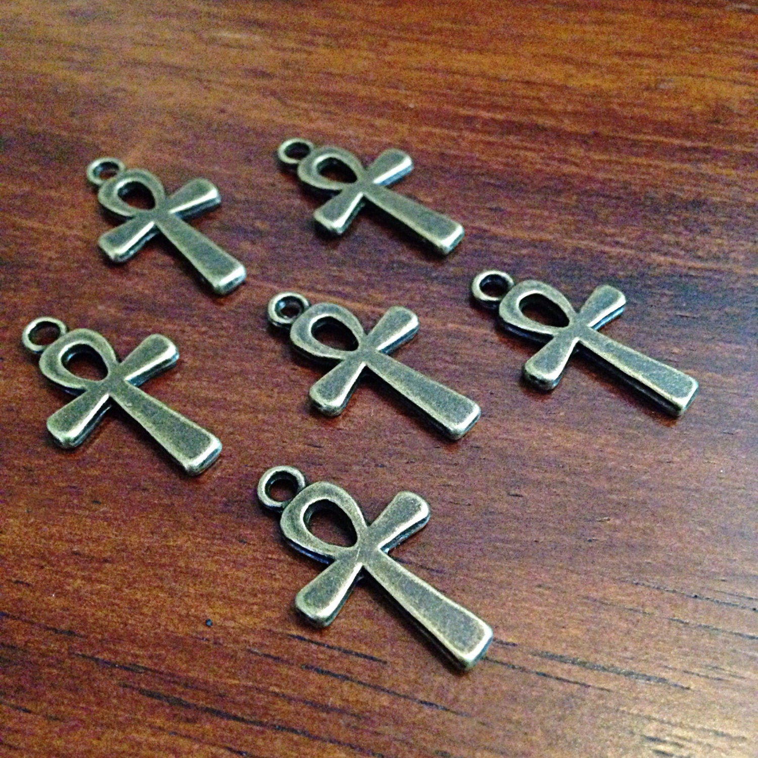 Ankh Charms, 10 Antique Bronze Ankh Charms, Cross Charms, Ankh, Egyptian Anka Symbol Charm, Crafts and Jewelry Supplies, Findings
