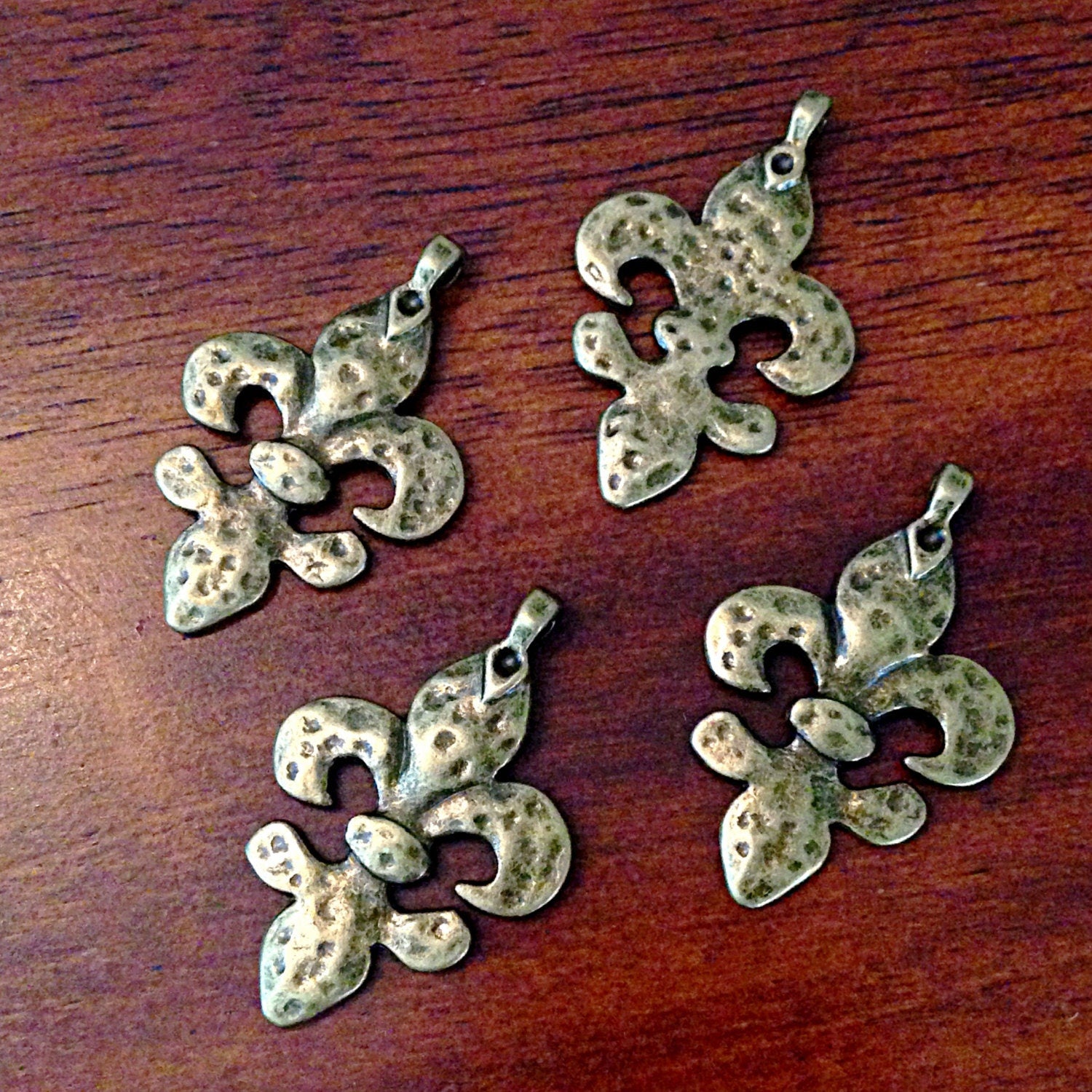 Bulk 8 Fleur De Lis Charms, Antique Bronze Charms, Double Sided Charms, Mardi Gras Charms, Findings, Crafting and Jewelry Supplies