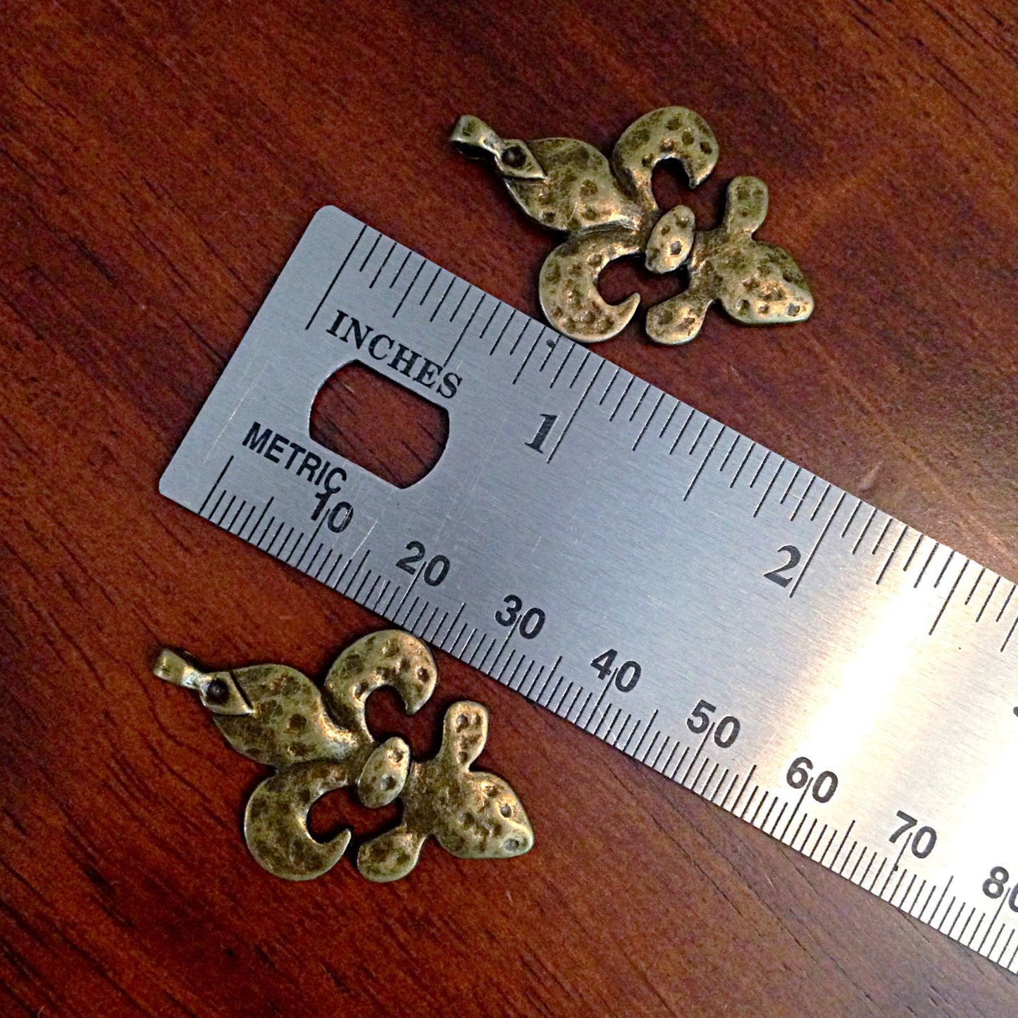 Bulk 8 Fleur De Lis Charms, Antique Bronze Charms, Double Sided Charms, Mardi Gras Charms, Findings, Crafting and Jewelry Supplies