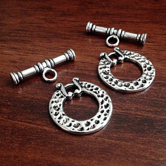 10 Sets, Toggle Clasp Sets, Connector Charms, Antique Silver Charms, Necklace Clasp, Toggle Clasps, Connector Charms, Findings