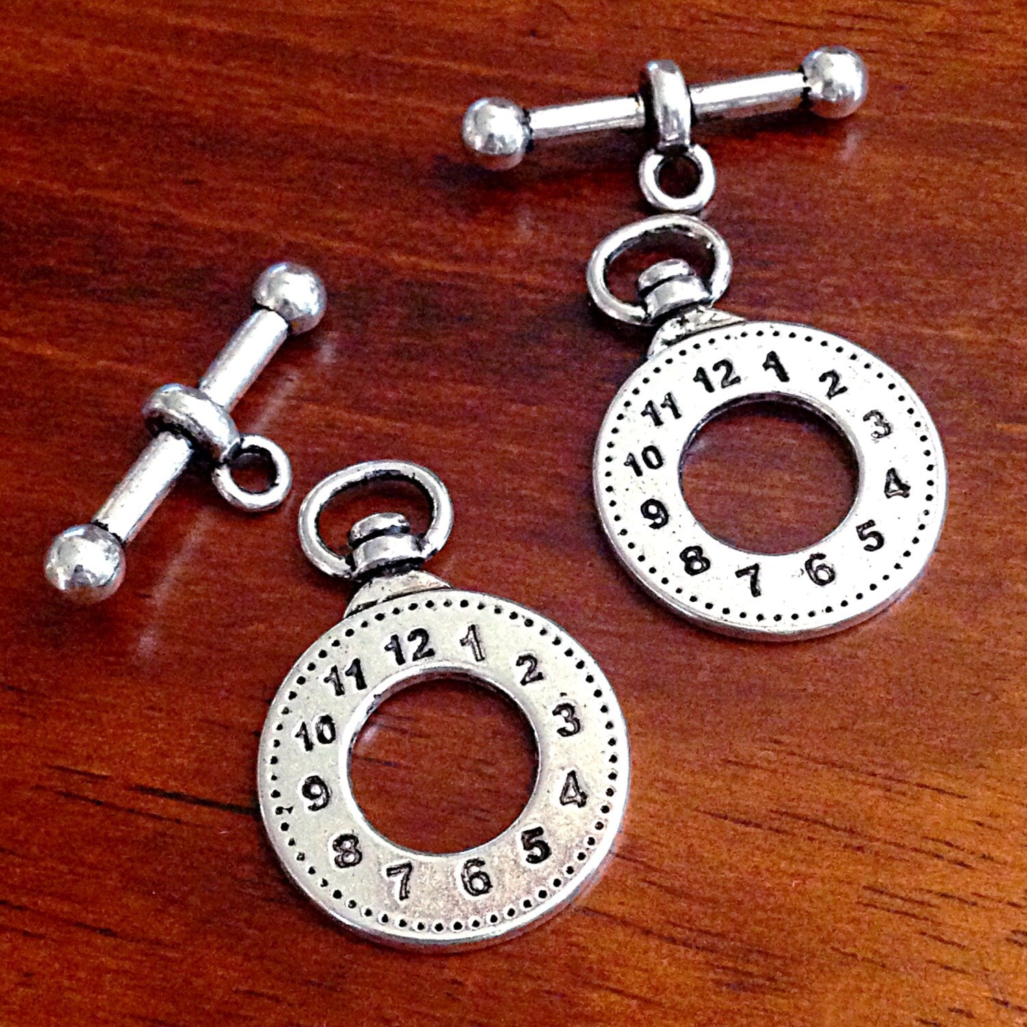 10 Sets, Toggle Clasp Sets, Antique Silver Charms, Connector Clasp, Necklace Clasp, Toggle Charms, Craft Supplies, Findings