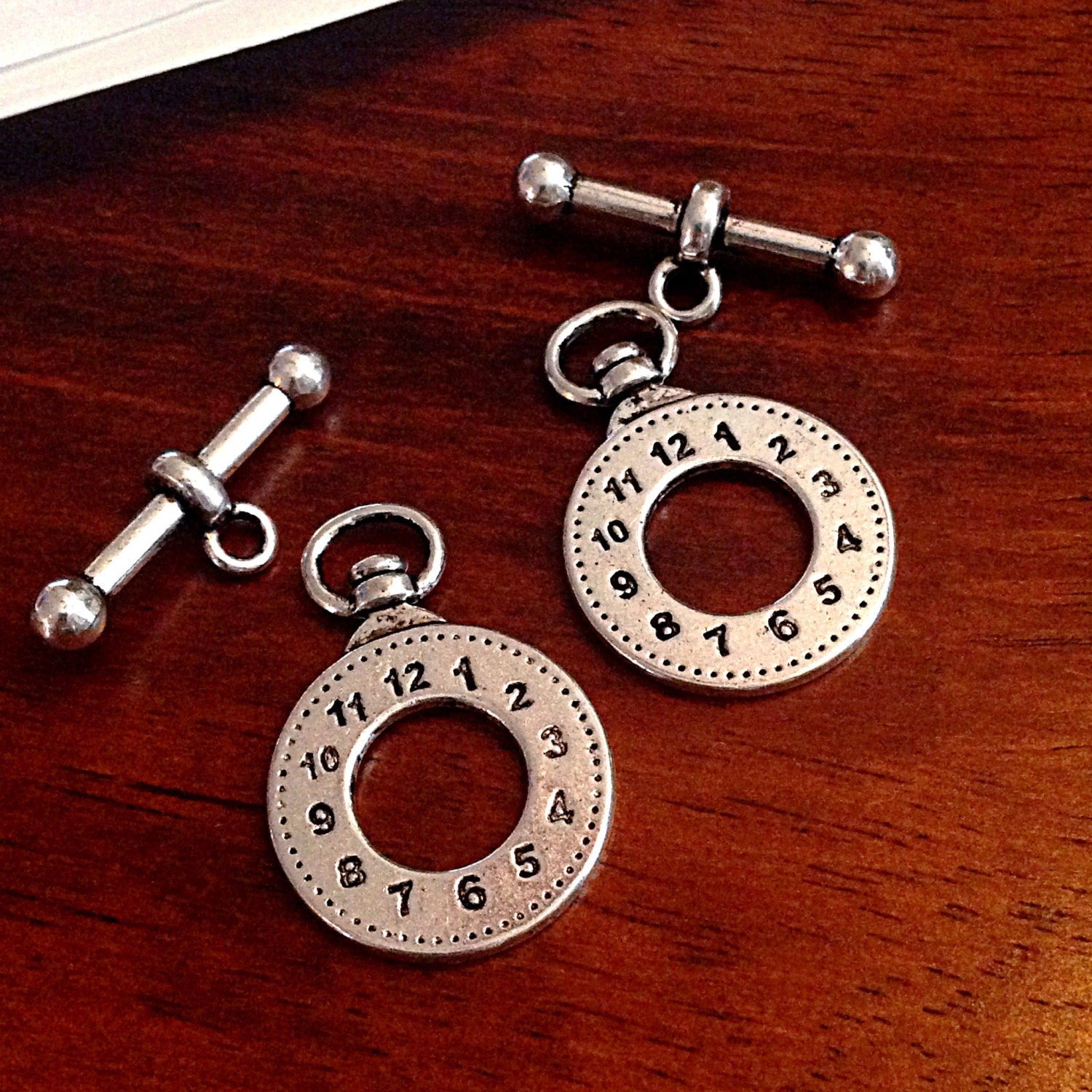 10 Sets, Toggle Clasp Sets, Antique Silver Charms, Connector Clasp, Necklace Clasp, Toggle Charms, Craft Supplies, Findings