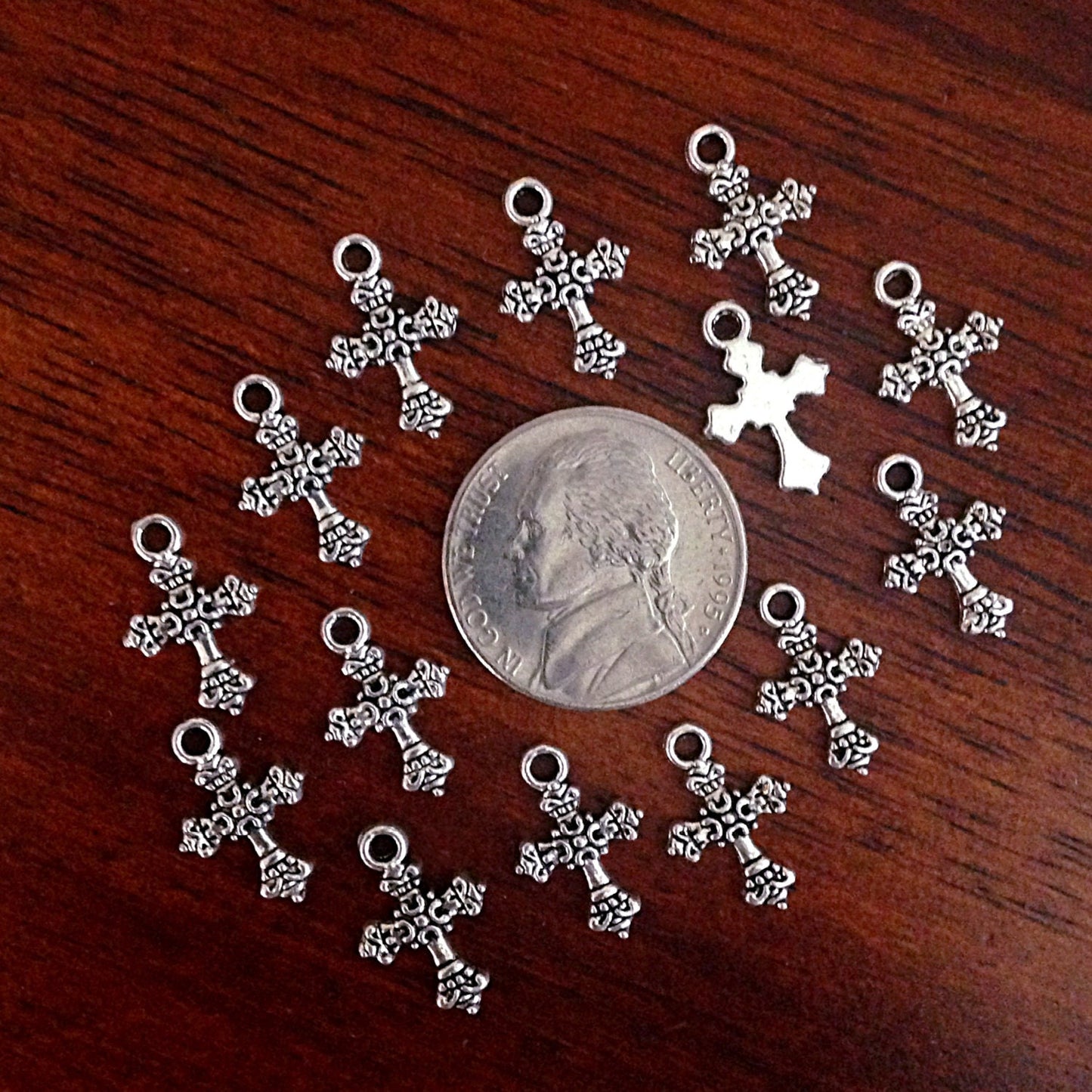 50pcs, Silver Cross Charms, Antique Silver Charms, Tiny Cross Charms, Small Cross Charms, Tiny Charms, Jewelry and Craft Supplies, Findings