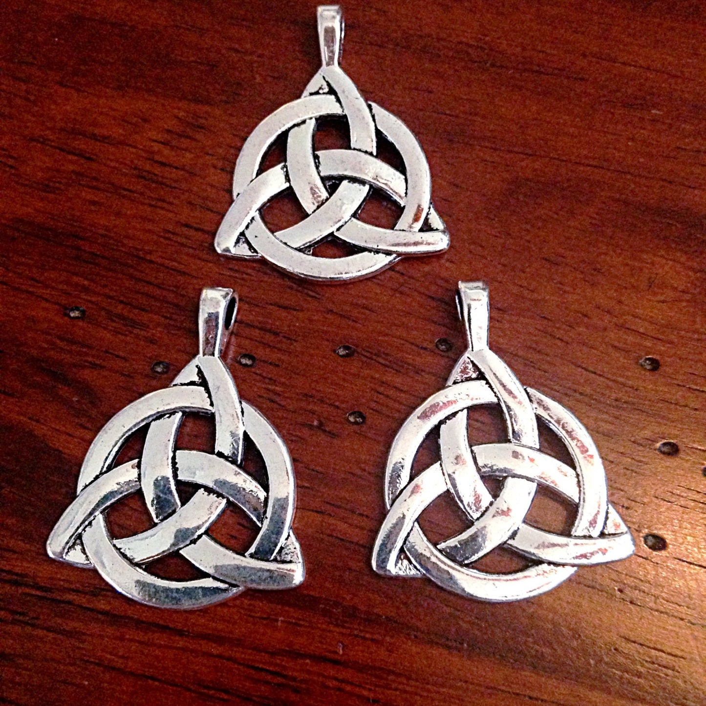 5 Celtic Knot Charms, Infinity Knot Charms, Large Silver Celtic Knot Pendants, Double Sided Charms, Findings, Craft and Jewelry Supplies