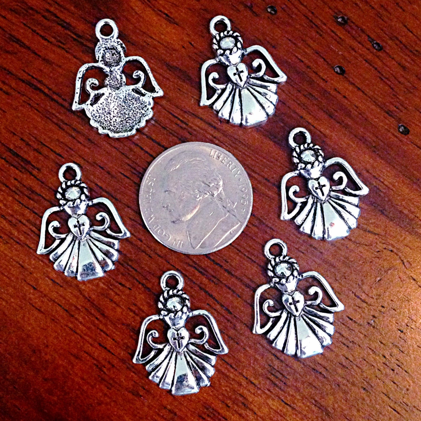 12 Angel Charms, Antique Silver Charms, Angel Charms, Angel Wing Charms, Angel Pendants, Findings, Craft and Jewelry Supplies