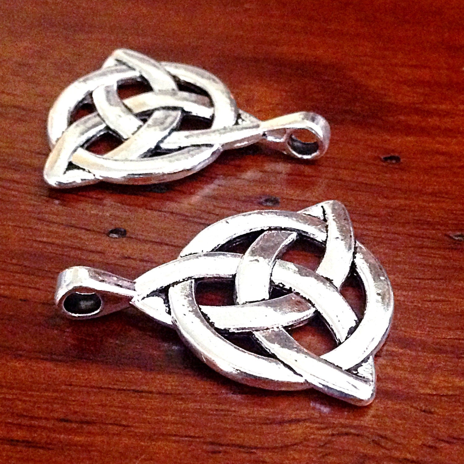 5 Celtic Knot Charms, Infinity Knot Charms, Large Silver Celtic Knot Pendants, Double Sided Charms, Findings, Craft and Jewelry Supplies