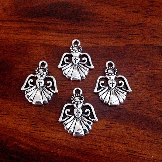 Bulk 20 Angel Charms, Antique Silver Charms, Angel Charms, Angel Wing Charms, Angel Pendants, Findings, Craft and Jewelry Supplies