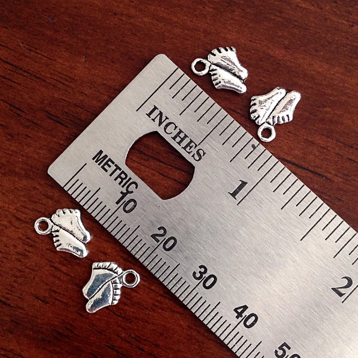 Bulk 25 Feet Charms, Antique Silver Charms, Baby Feet Charms, Footprint Charms, Tiny Feet Charms, Findings, Craft and Jewelry Supplies