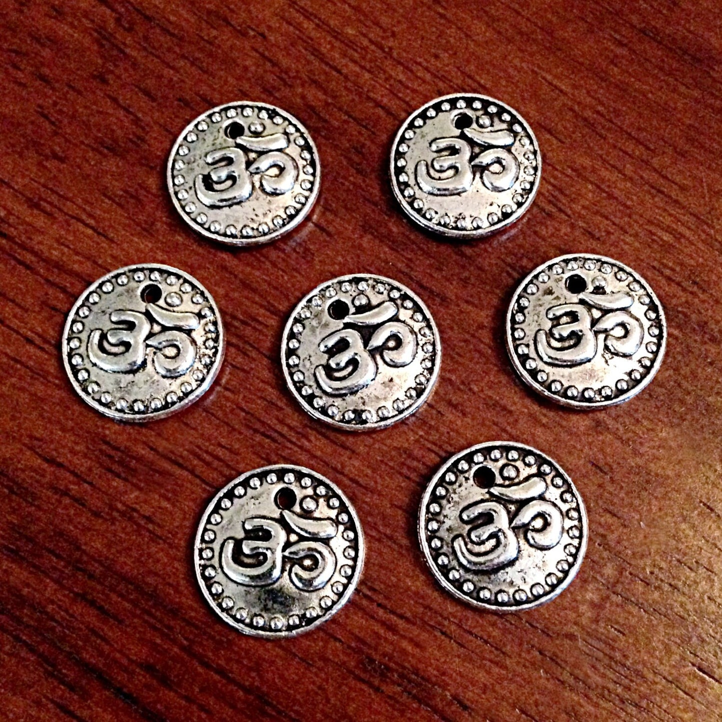 8 OM Charms, Antique TierraCast Charms, Silver OM Charms, Yoga, Namaste Charms, Zen Charms, Buddha, Jewelry and Craft Supplies, Findings