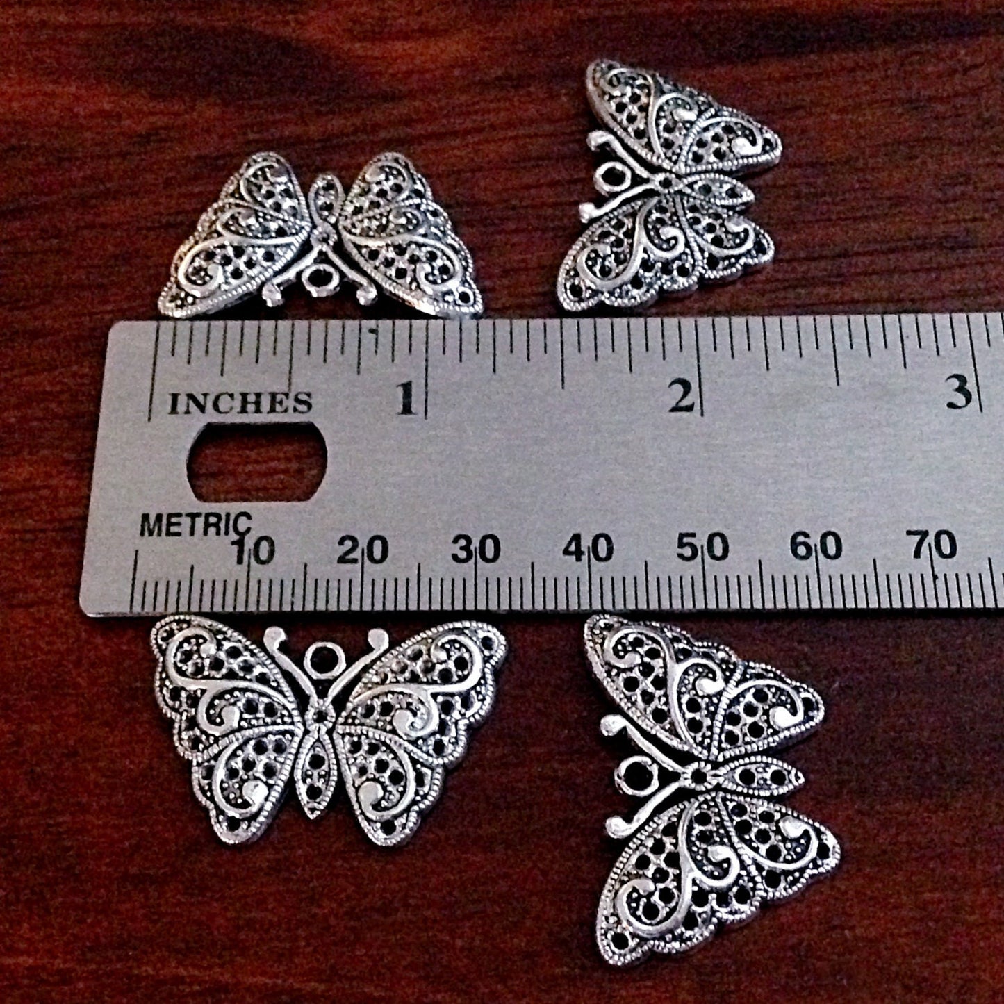12 Silver Butterfly Charms, Antique Silver Butterfly Charms, Filigree Butterfly Charms, Butterfly Pendants, Dragonfly Charms, Findings
