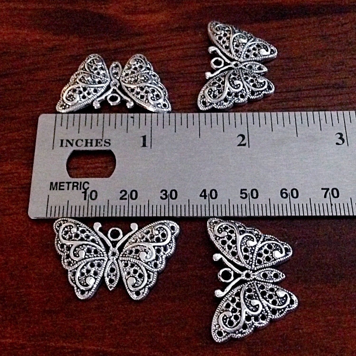 12 Silver Butterfly Charms, Antique Silver Butterfly Charms, Filigree Butterfly Charms, Butterfly Pendants, Dragonfly Charms, Findings