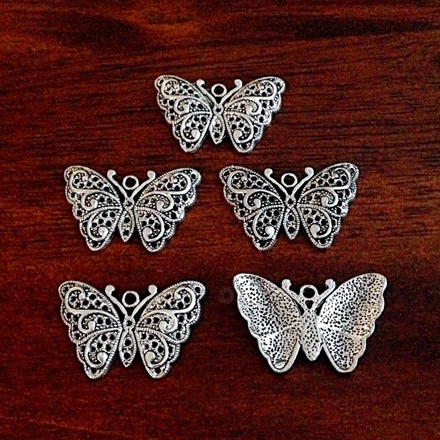 12 Silver Butterfly Charms, Antique Silver Butterfly Charms, Filigree Butterfly Charms, Butterfly Pendants, Dragonfly Charms, Findings