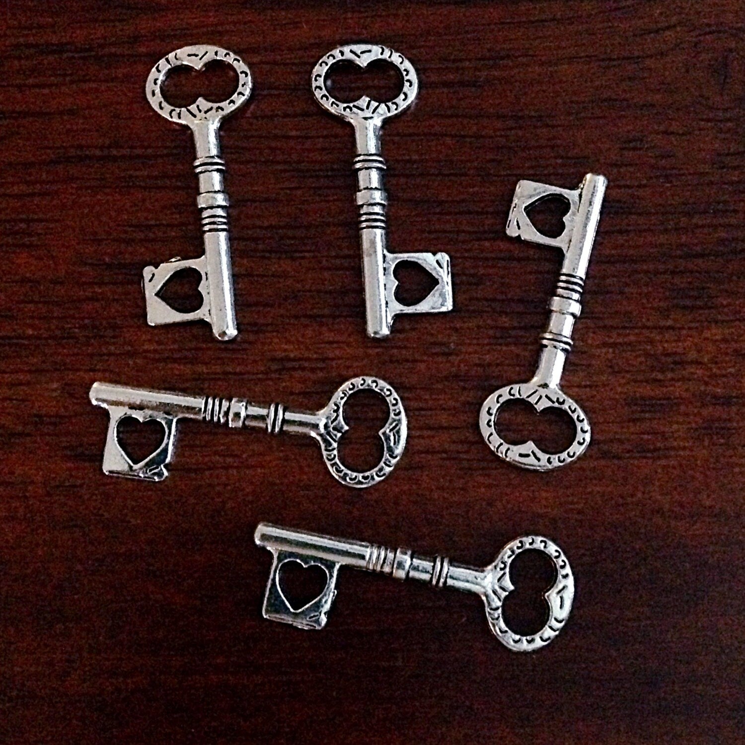 20pcs, Locket Key Charms, Antique Silver Charms, Silver Key Charms, Key and Lock Charms, Love Charms, Craft and Jewelry Supplies, Findings