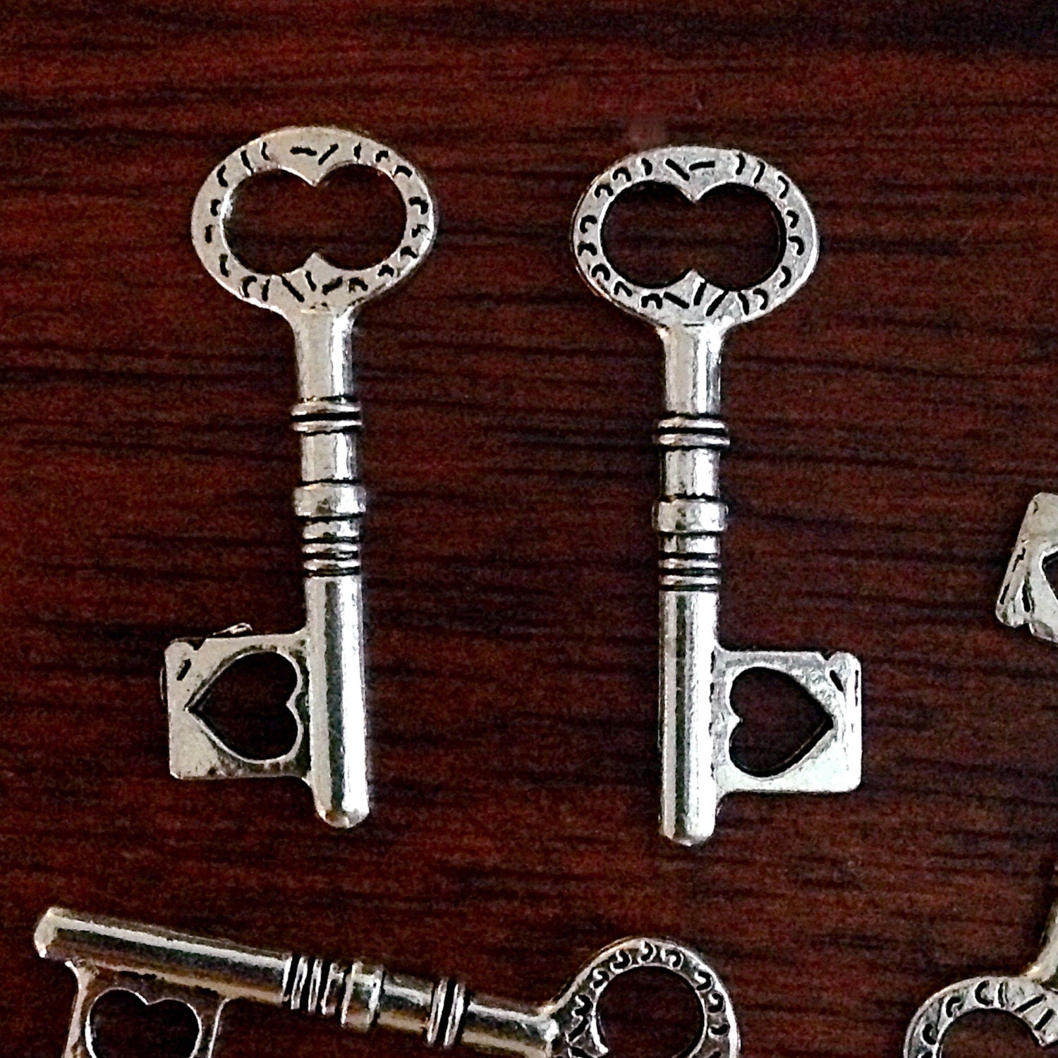 20pcs, Locket Key Charms, Antique Silver Charms, Silver Key Charms, Key and Lock Charms, Love Charms, Craft and Jewelry Supplies, Findings