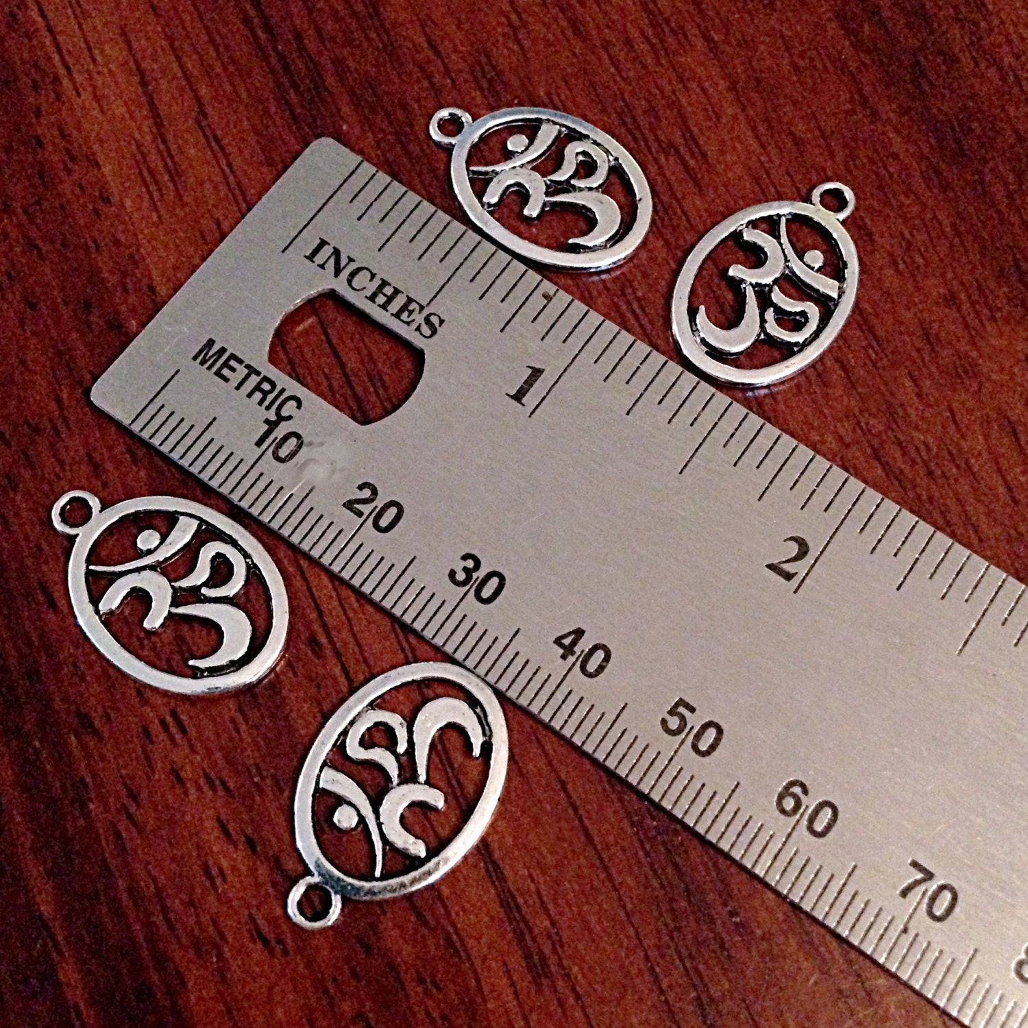 12 OM Charms, Antique Silver Charms, Silver OM Charms, Yoga, Namaste Charms, Zen Charms, Buddha, Jewelry and Craft Supplies, Findings