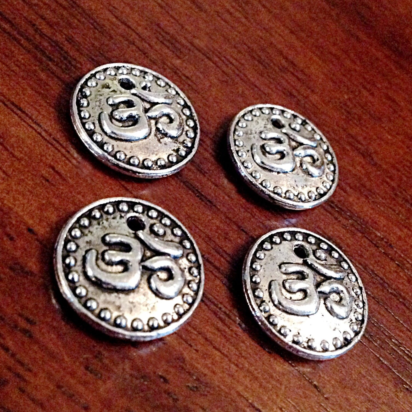 8 OM Charms, Antique TierraCast Charms, Silver OM Charms, Yoga, Namaste Charms, Zen Charms, Buddha, Jewelry and Craft Supplies, Findings