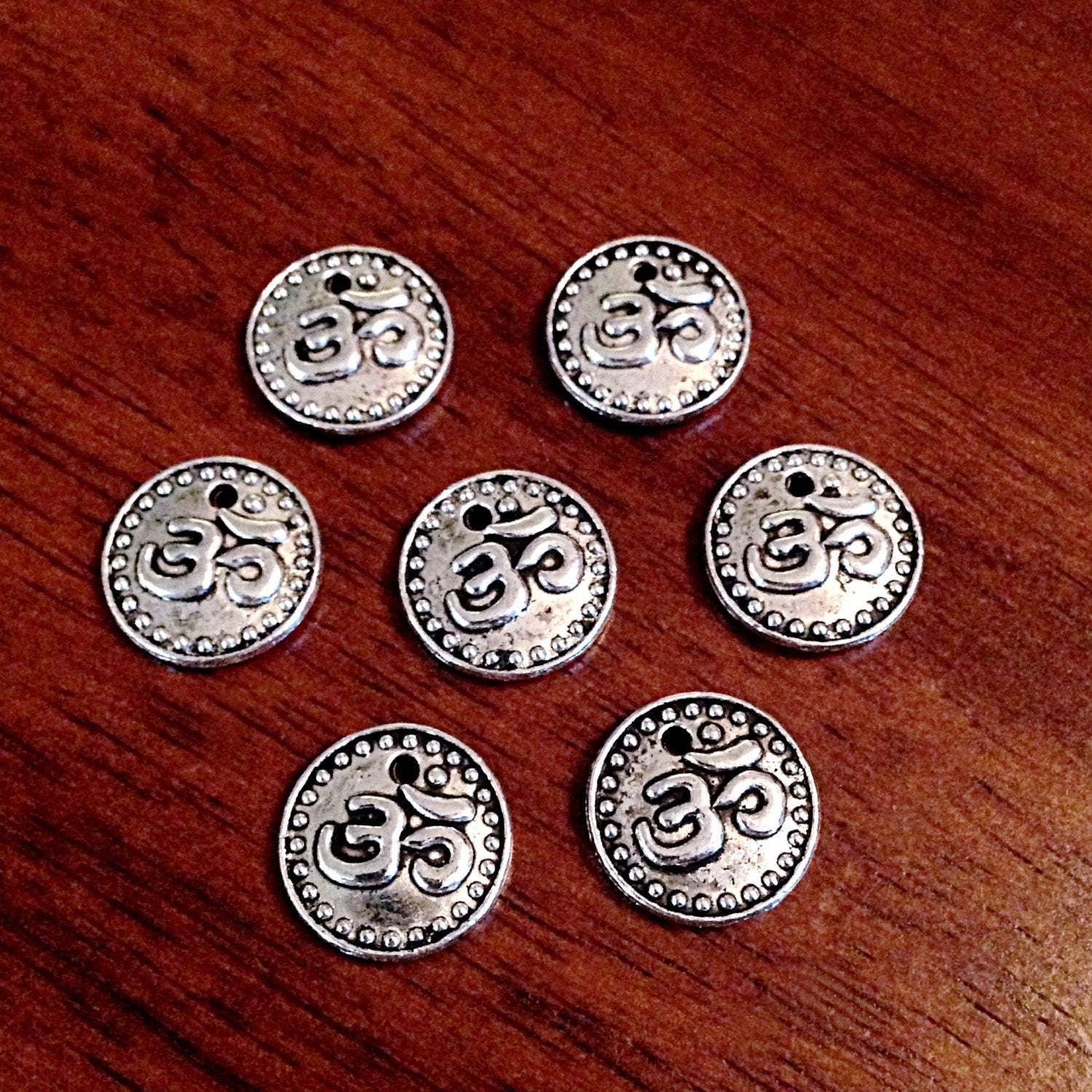 8 OM Charms, Antique TierraCast Charms, Silver OM Charms, Yoga, Namaste Charms, Zen Charms, Buddha, Jewelry and Craft Supplies, Findings