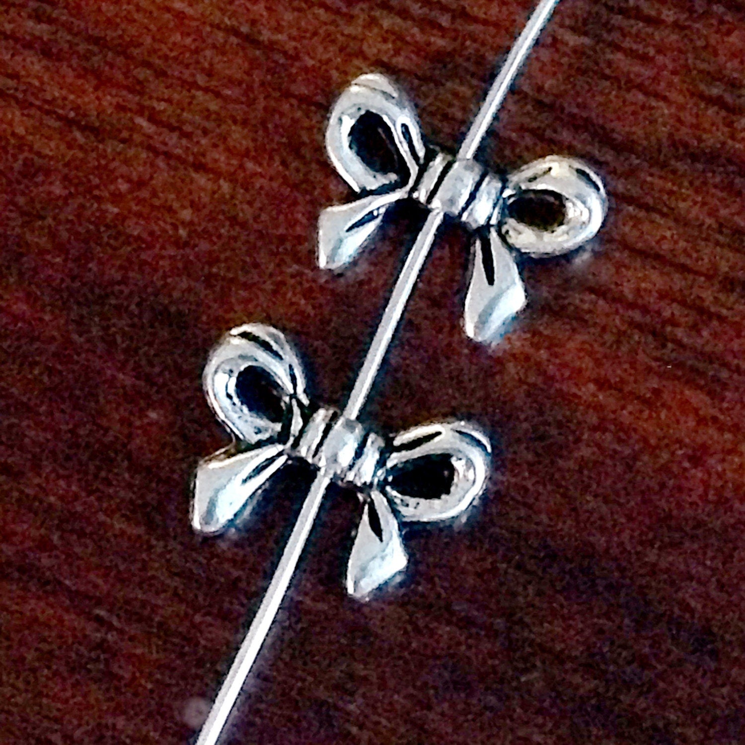 Bulk 25 Bow Charms, Antique Silver Charms, Silver Bows, Findings, Connector Charms, Double Sided Bow Charms, Craft and Jewelry Supplies