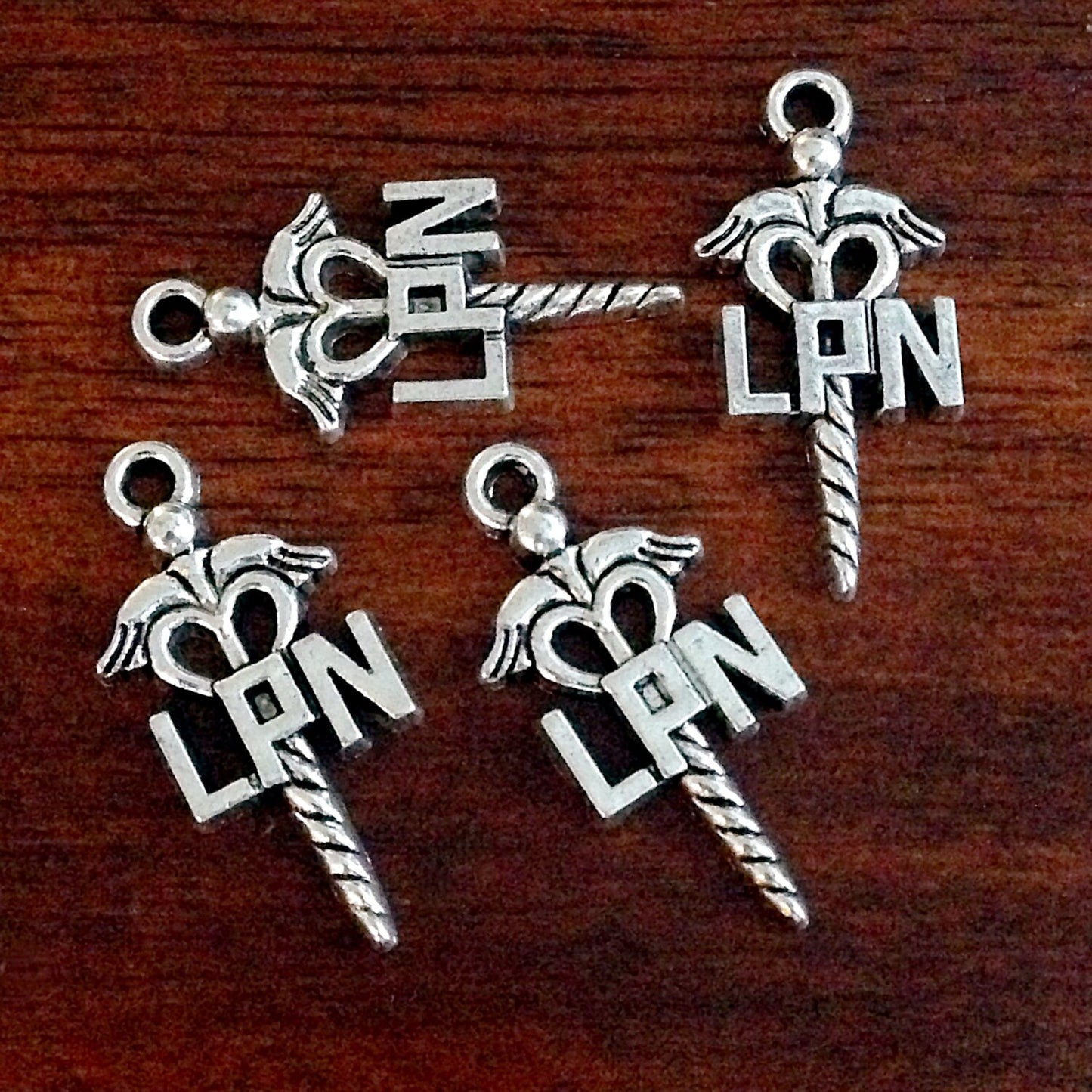 10 LPN Charms, Antique Silver Charms, Licensed Practical Nurse Charms, LPN Charms, Nursing Charms, Findings, Craft and Jewelry Supplies