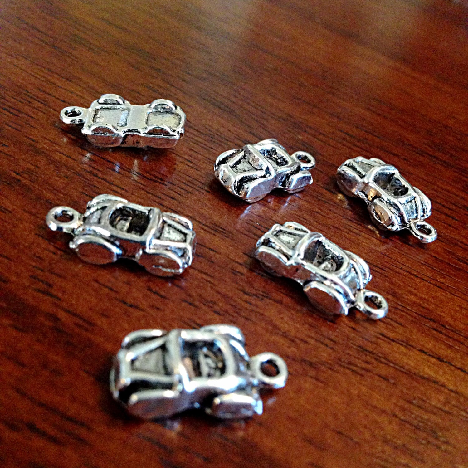 10 Car Charms, Antique Silver Charms, 3-D Race Car Charms, Silver Car Charms, Automobile Charms, Findings, Crafts and Jewelry Supplies