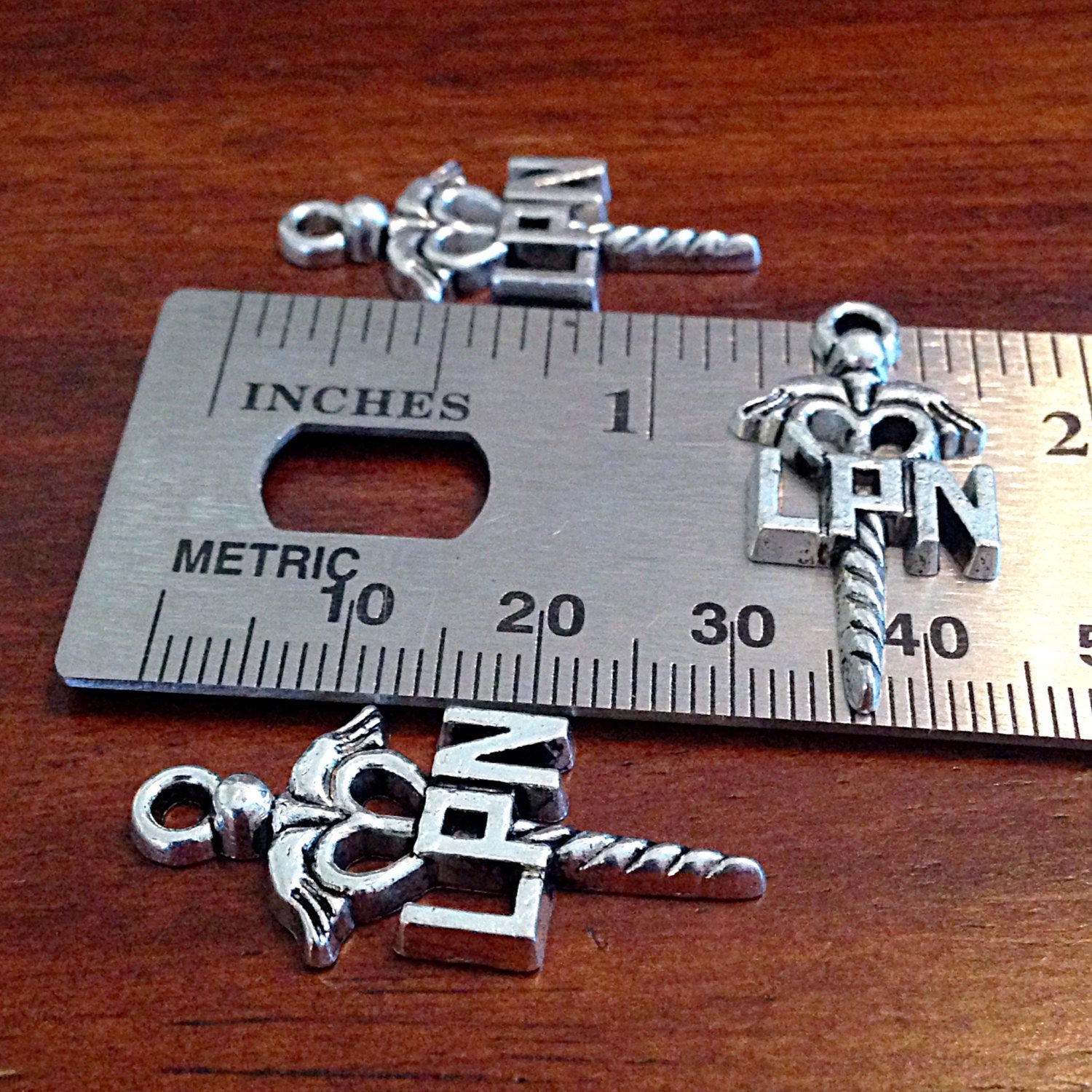 10 LPN Charms, Antique Silver Charms, Licensed Practical Nurse Charms, LPN Charms, Nursing Charms, Findings, Craft and Jewelry Supplies