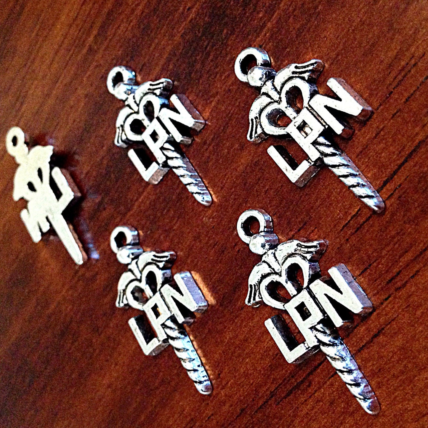 10 LPN Charms, Antique Silver Charms, Licensed Practical Nurse Charms, LPN Charms, Nursing Charms, Findings, Craft and Jewelry Supplies