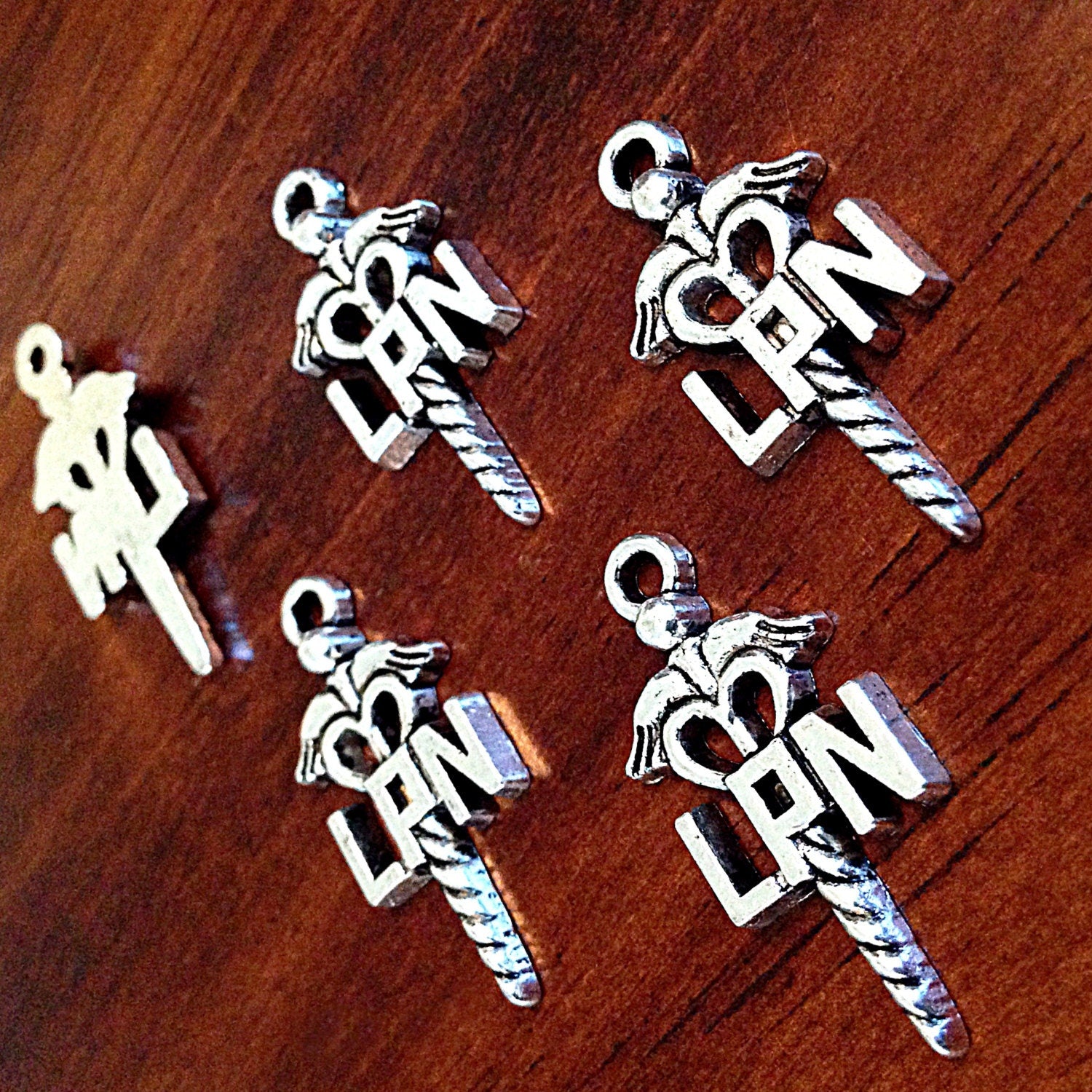 10 LPN Charms, Antique Silver Charms, Licensed Practical Nurse Charms, LPN Charms, Nursing Charms, Findings, Craft and Jewelry Supplies