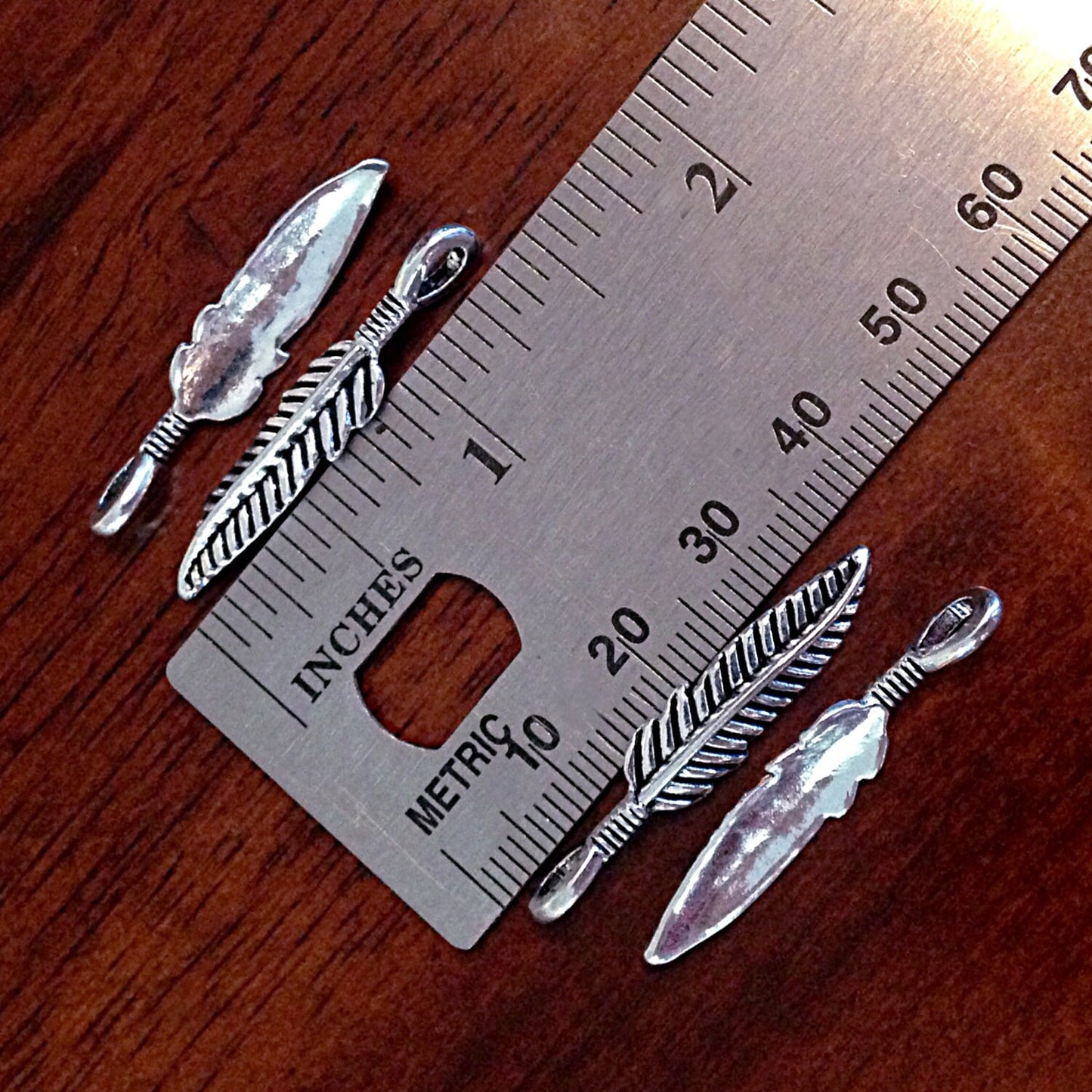 15 Feather Charms, Antique Silver Wing, Feather Charms, Silver Feather Charms, Crafts and Jewelry Making Supplies and Findings