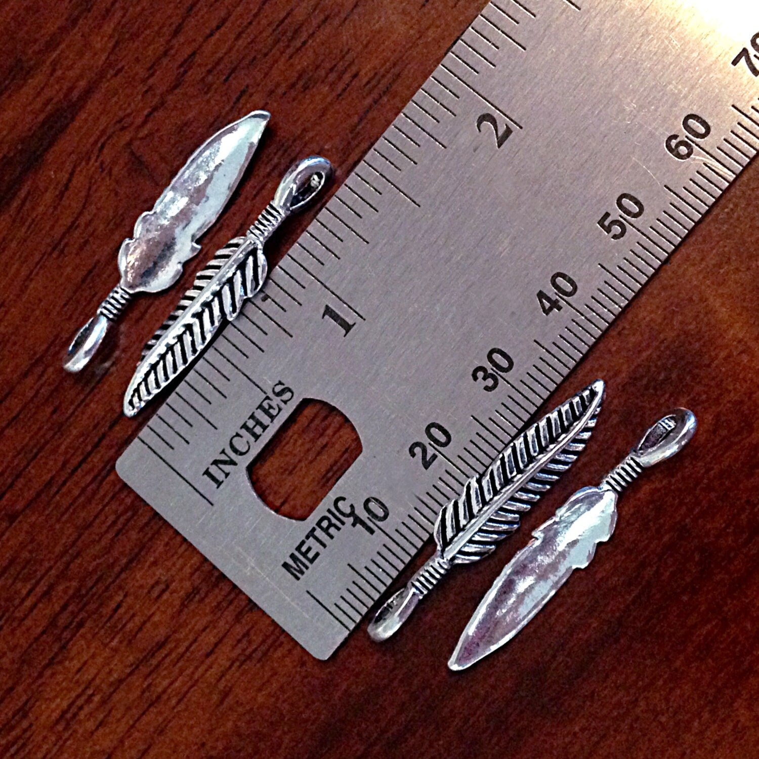 15 Feather Charms, Antique Silver Wing, Feather Charms, Silver Feather Charms, Crafts and Jewelry Making Supplies and Findings