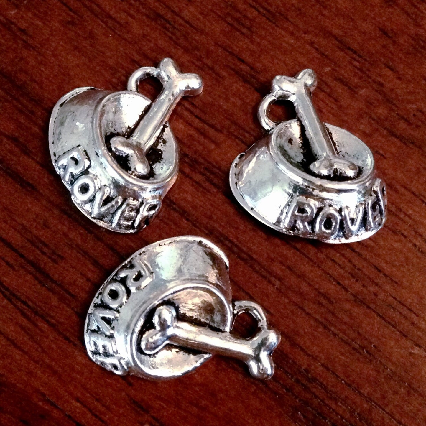 BULK 20 Dog Bowl Charms, Antique Silver Charms, Dog Bone Charms, Doggy Bowl, Pet Charms, Dog Bowl, Jewelry and Craft Supplies, Findings