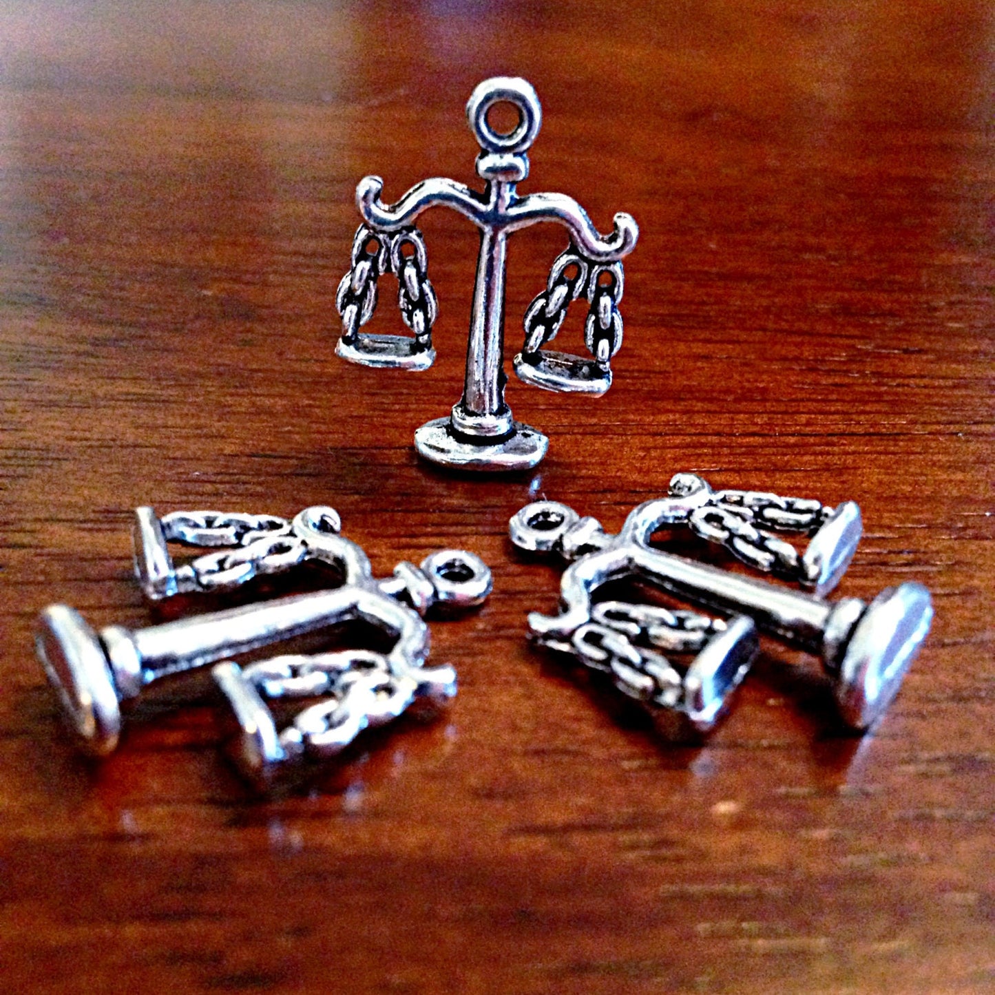 15 Scales of Justice Charms, Antique Silver Charms, Scales of Justice Charms, Law Charms, Jewelry and Craft Supplies, Findings