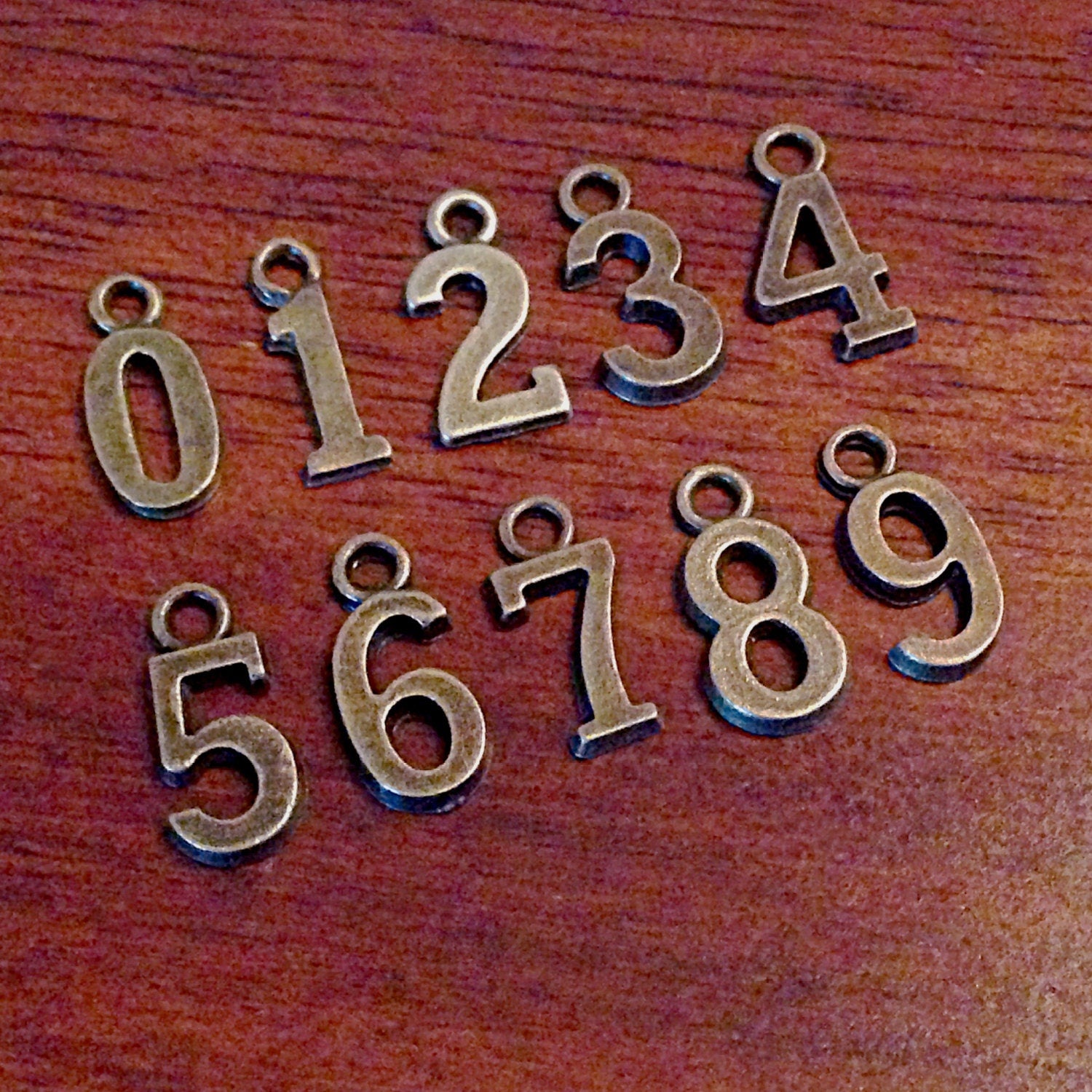Bulk 20 Number Charms, Antique Bronze Charms, 0-9 Number Charms, Number Charms, # Charms, Craft and Jewelry Supplies, Findings