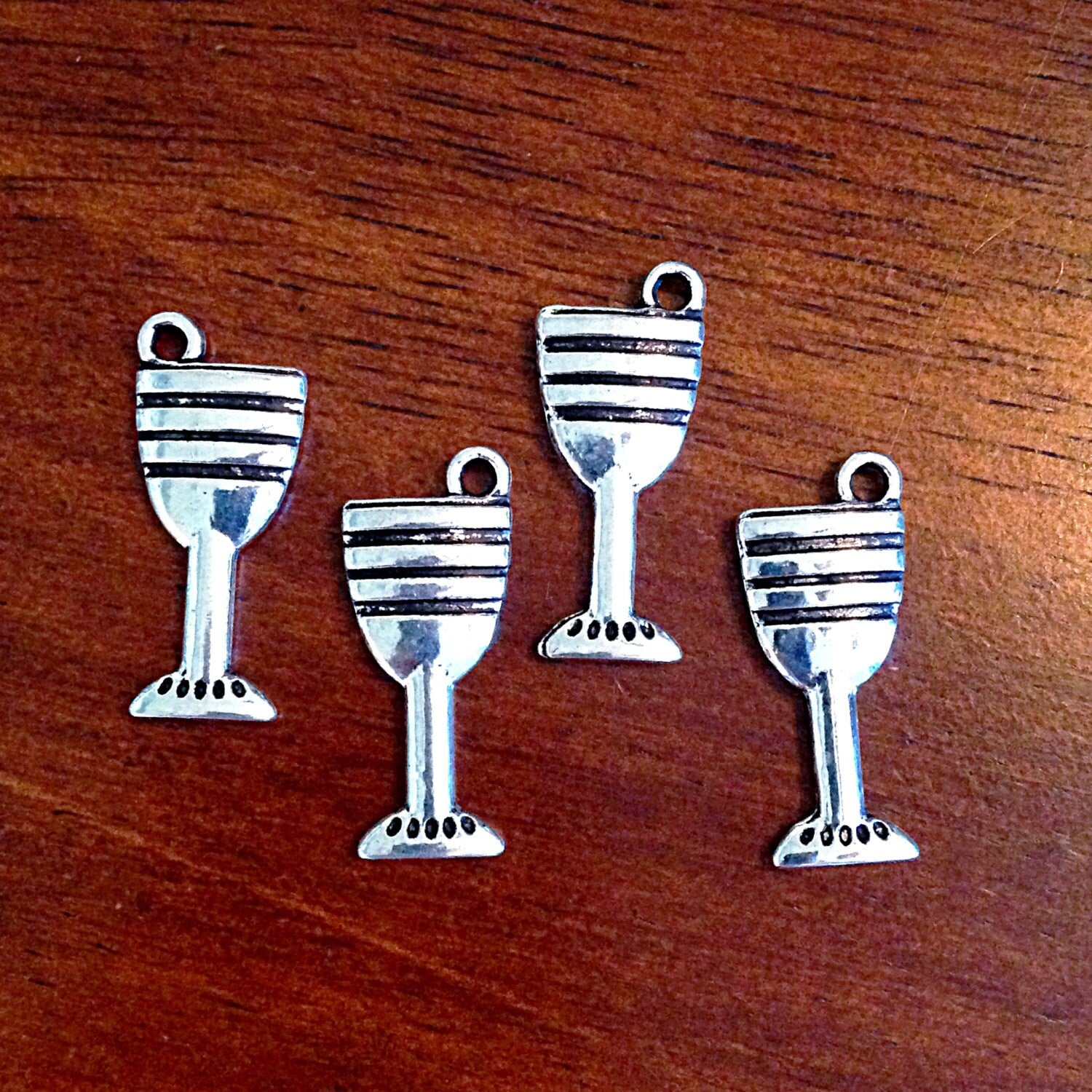 15pcs, Margarita Glass Charms, Wine Glass Charms, Antique Silver Charms Double Sided Charms, 3-D Wine Glass Charms, Findings