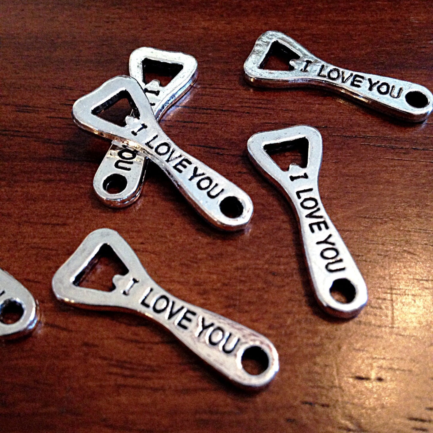 BULK 20 Bottle Opener, Antique Silver Charms, Bottle Opener Charms, Opener Charms, I Love You Charms, Findings, Jewelry and Craft Supplies,