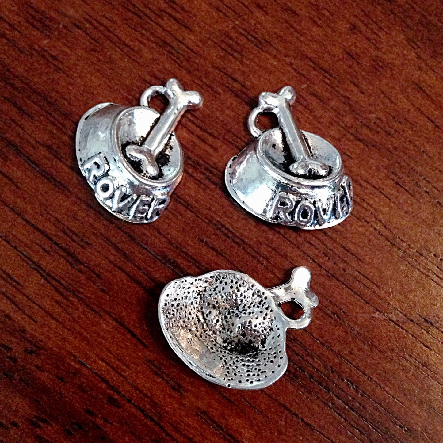BULK 20 Dog Bowl Charms, Antique Silver Charms, Dog Bone Charms, Doggy Bowl, Pet Charms, Dog Bowl, Jewelry and Craft Supplies, Findings