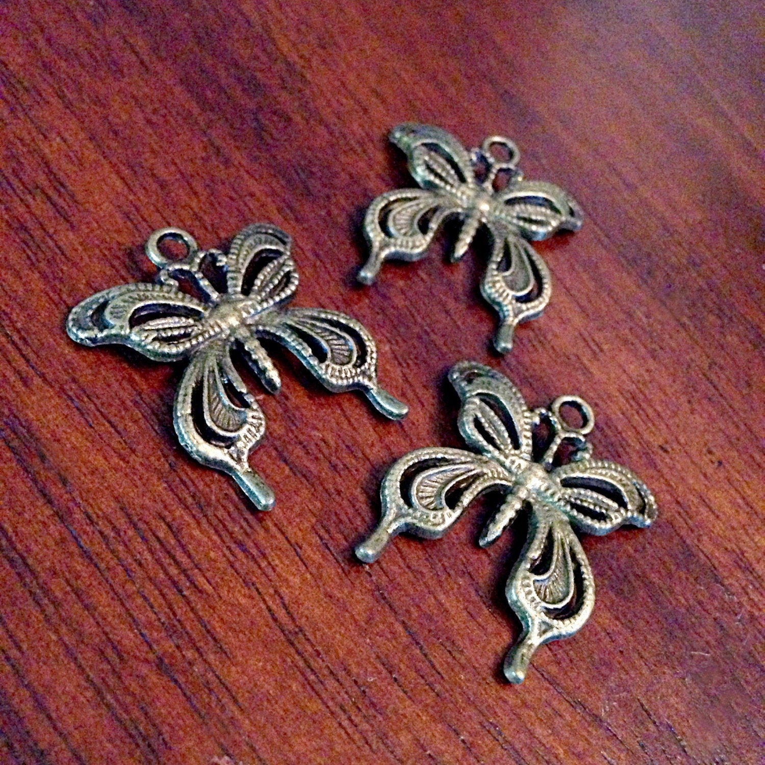 10 Bronze Butterfly Charms, Antique Bronze Charms, Filigree Butterfly Charms, Butterfly Pendants, Craft and Jewelry Supplies, Findings