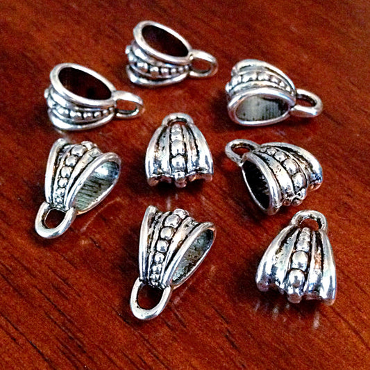 15pcs, Bail Beads, Bail Connector, Silver Spacer Beads, Big Hole Beads, Teardrop Bail Connectors, Bail Charms, Craft Supplies, Findings