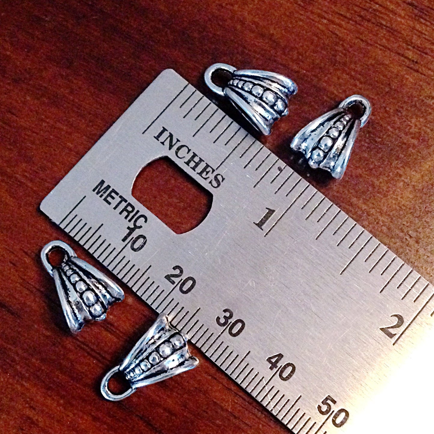 15pcs, Bail Beads, Bail Connector, Silver Spacer Beads, Big Hole Beads, Teardrop Bail Connectors, Bail Charms, Craft Supplies, Findings