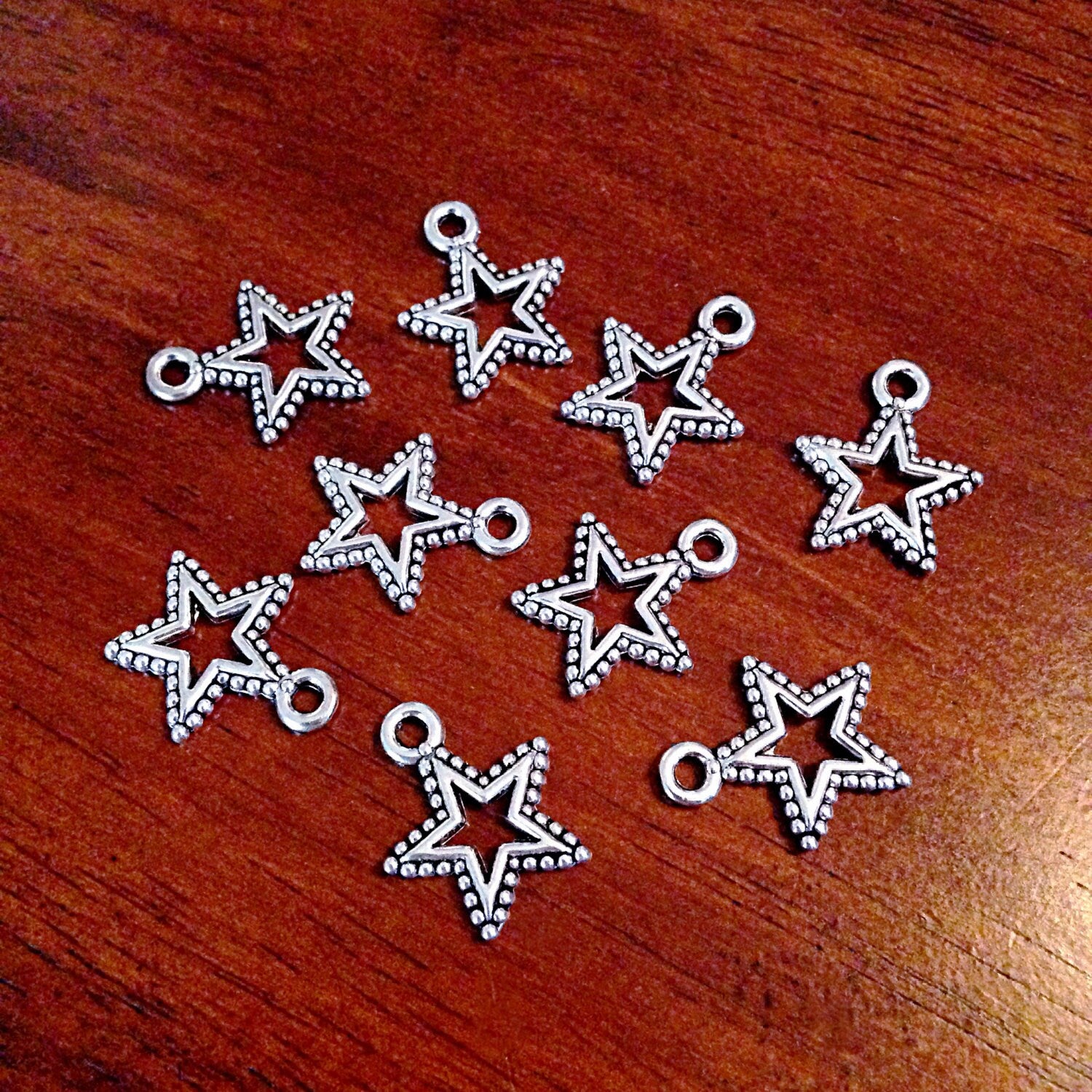 25pcs Star Charms, Antique Silver Charms, Fancy Star Charms, Filigree Star Charms, Twinkle Star Charms, Open Star Charms, Findings