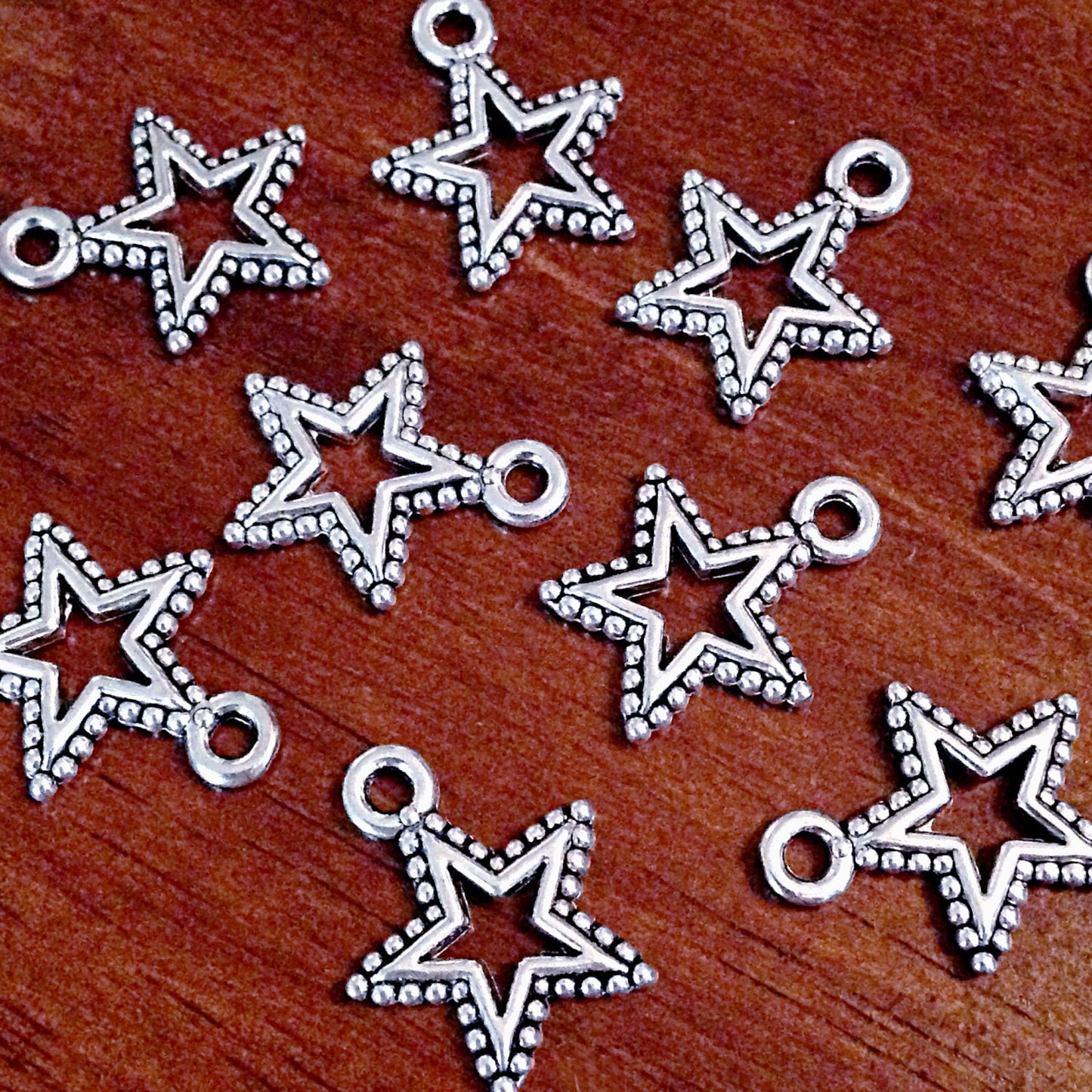 25pcs Star Charms, Antique Silver Charms, Fancy Star Charms, Filigree Star Charms, Twinkle Star Charms, Open Star Charms, Findings