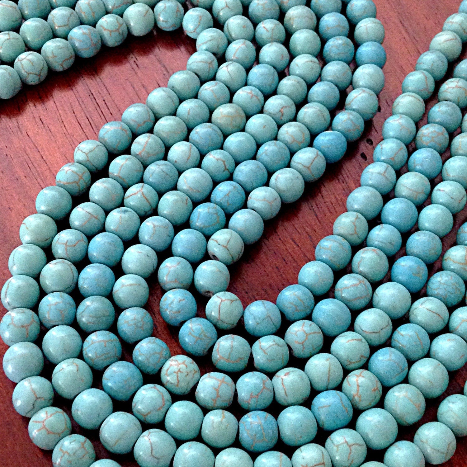90pcs, 8mm Blue Turquoise Beads, Howlite Beads, Turquoise Connector Beads, Spacer Beads, Bead Supplies for Necklaces and Bracelets, Finding