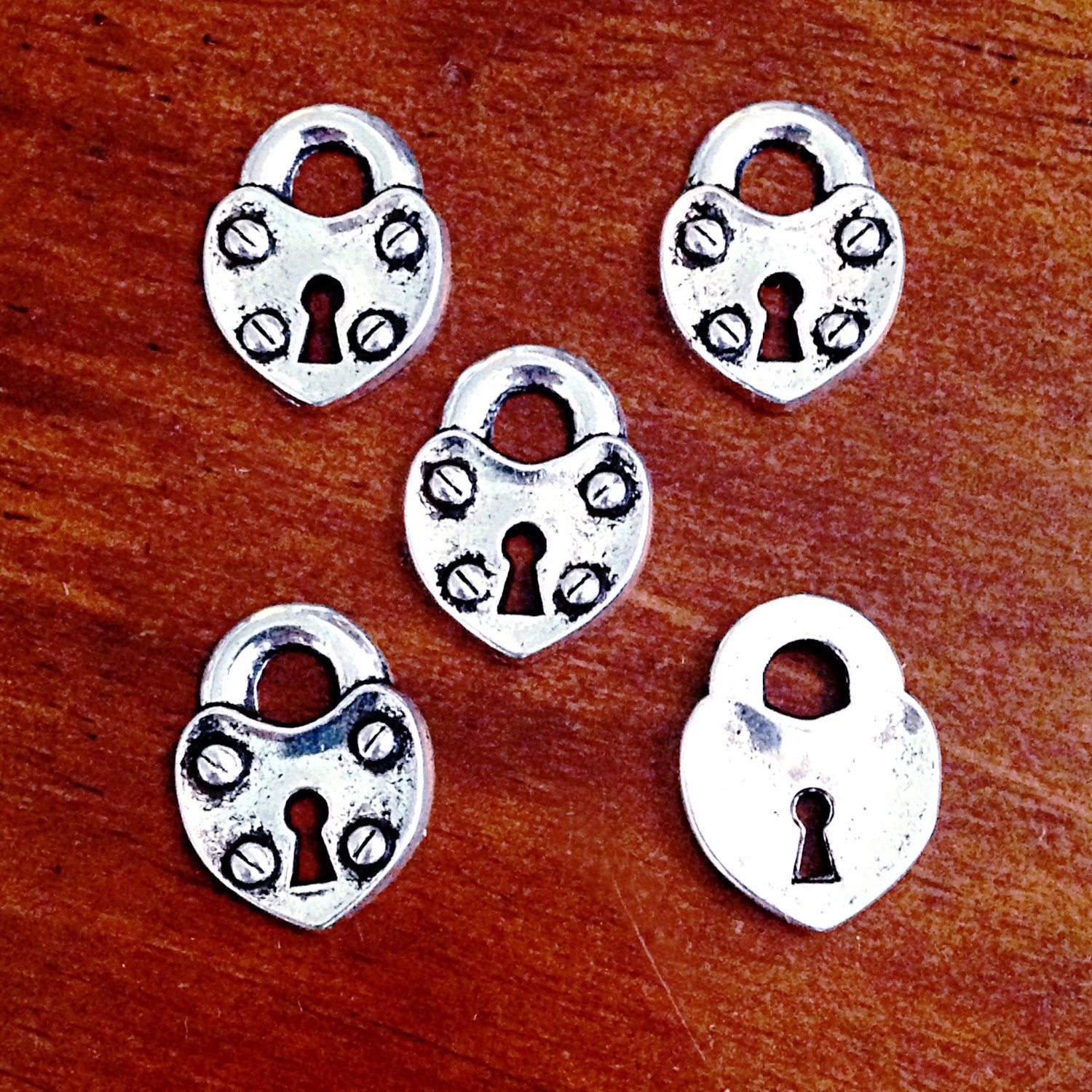 15 Locket Charms, Antique Silver Charms, Locket Charms,Charms, Padlock Charms, Silver Lock Pendants, Craft and Jewelry Supplies, Findings